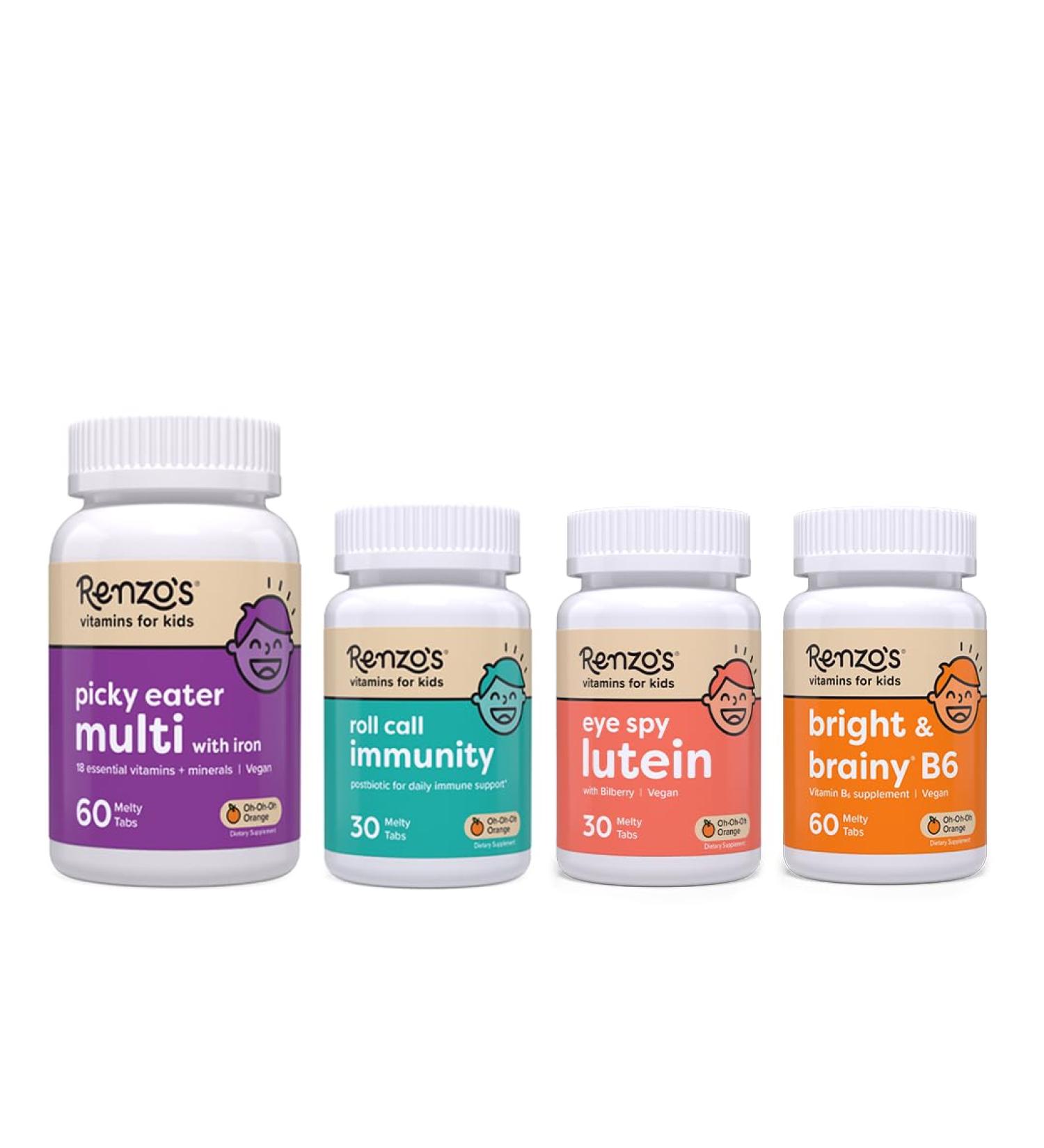 Renzo's A+ Routine Bundle - Picky Eater Mutli Orange Roll Call Immunity Eye Spy Lutein Bright and Brainy - Buy Online on GoSupps.com