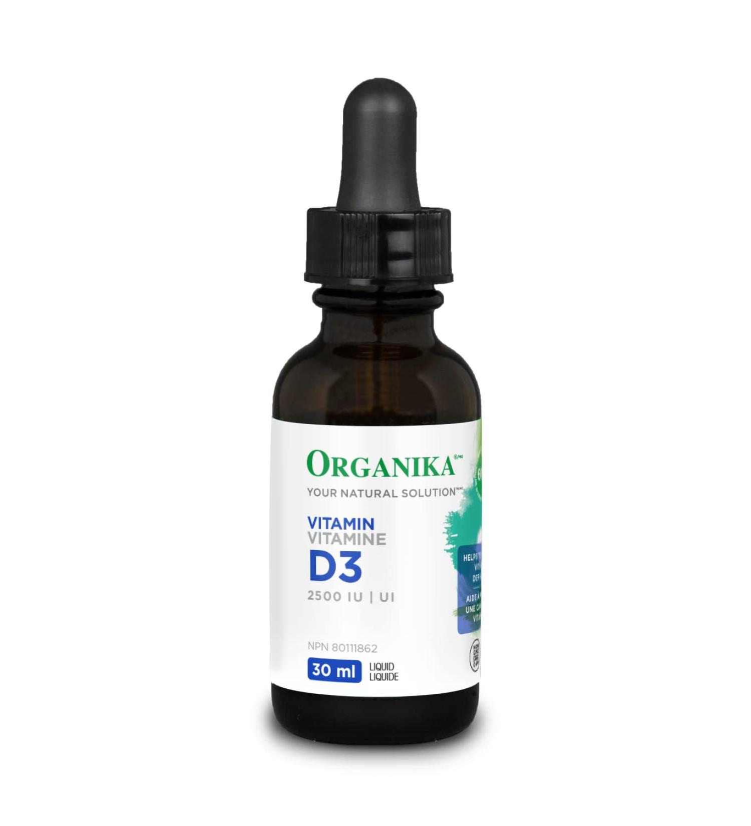 Organika Vitamin D3 Liquid 2500IU- Olive Oil Base Immune System Support- 30ml Nutritional Supplement - Buy Online on GoSupps.com