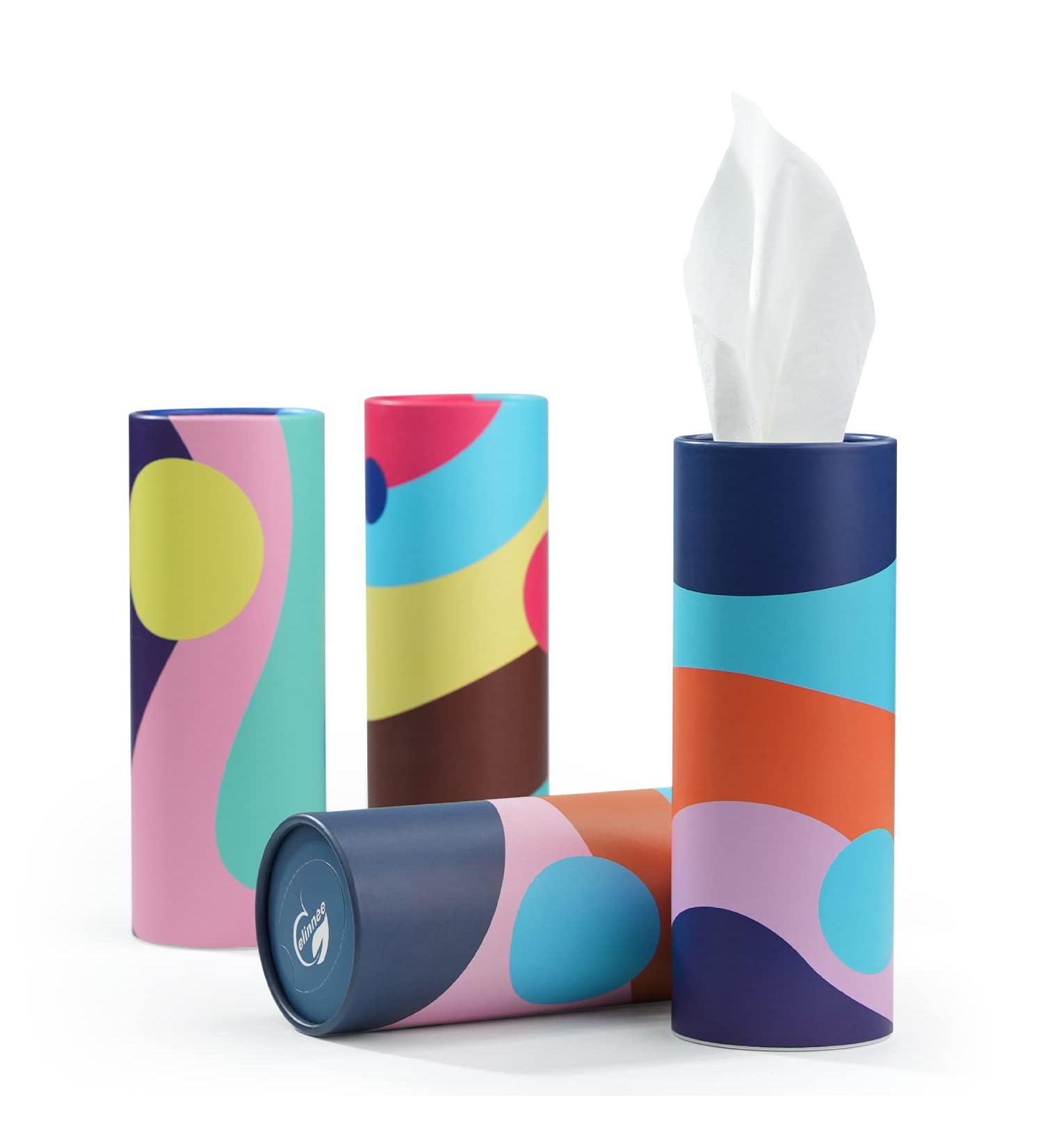 Elinnee Car Tissue: Disposable Face Towel for Car Cup Holder - Durable, Soft, and Comfortable (4 Canisters/200 Tissues) - Buy Online on GoSupps.com