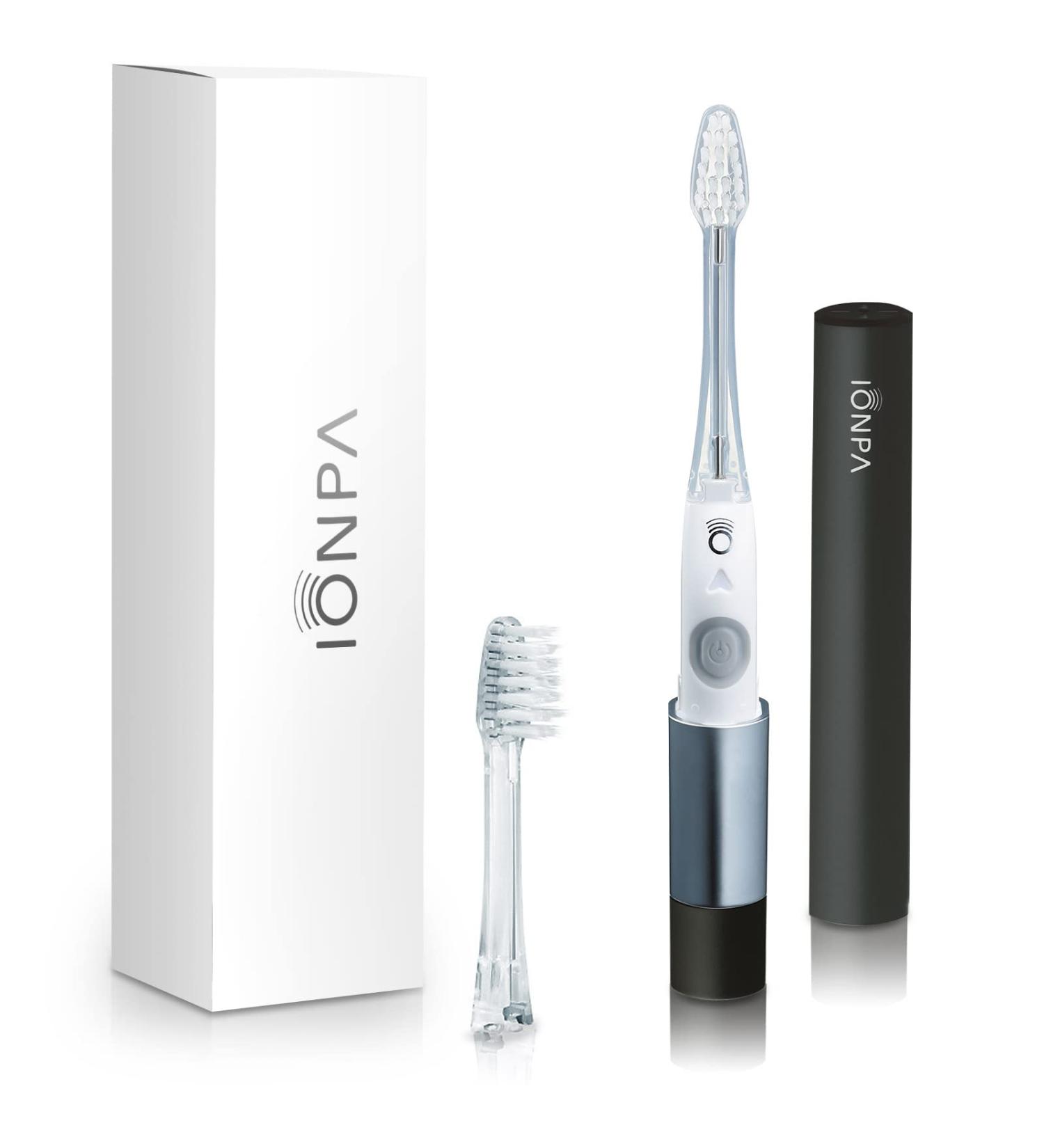 Buy IONIC KISS IONPA DM Black Compact Ionic Electric Toothbrush - Travel Cap Timer 2 Modes Soft Brush Heads - Made in Japan - Buy Online on GoSupps.com