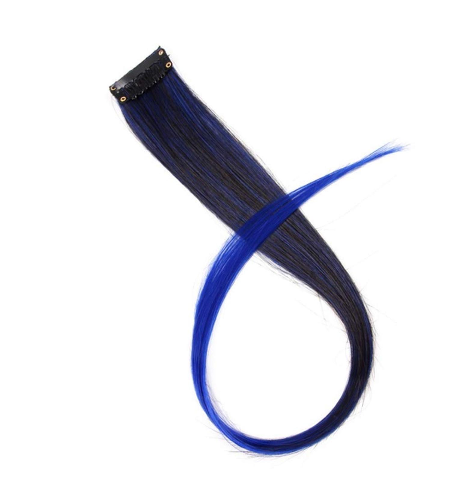 18 Inch Curly Hair Clip-In Extensions | Natural Synthetic Wig - Colorful Pink & Blue for Girls - Buy Online on GoSupps.com