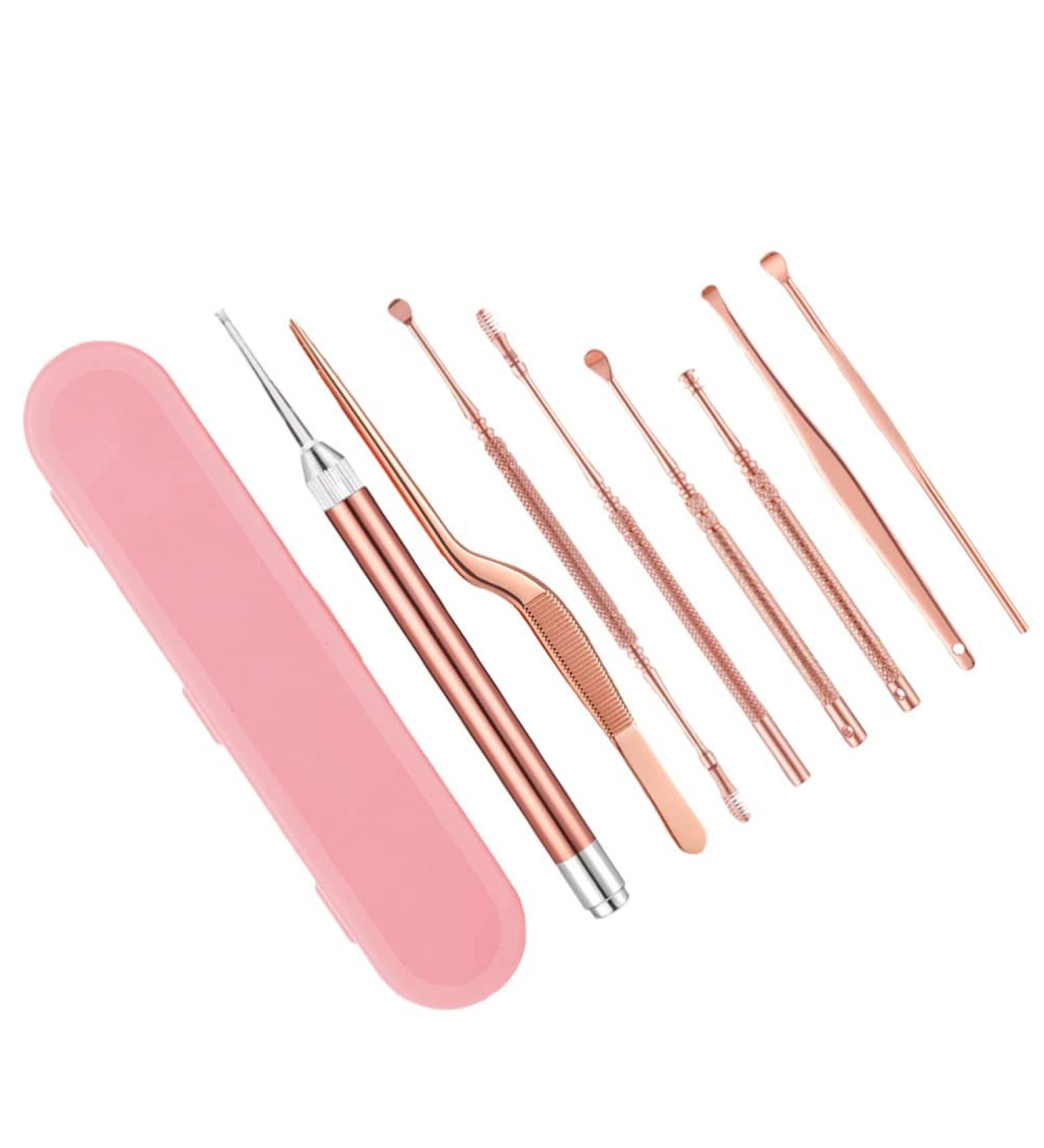 Healifty 8pcs Ear Wax Cleaner Set - Exquisite Rose Gold Ear Cleaning Tools - Buy Online on GoSupps.com