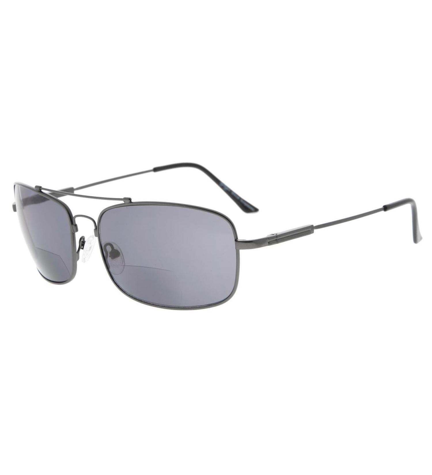 Eyekeper Bifocal Sunglasses - Flexible Bridge Titanium Gunmetal Frame +1.50 Gray Lens for Reading - Lightweight and Stylish International Shipping Available - Buy Online on GoSupps.com