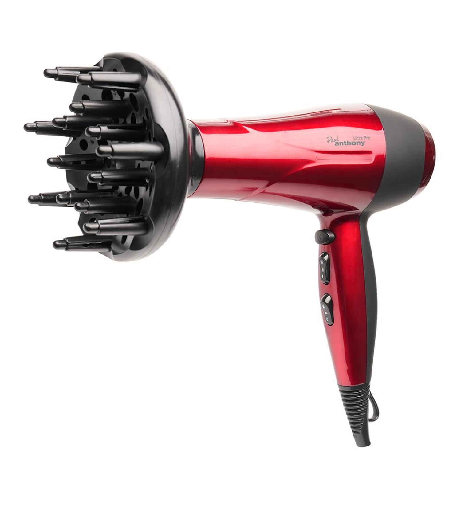 Paul Anthony Ultra Pro 2200W Hair Dryer - Hot Red | 3 Heat Settings, 2 Speed Settings, Cool Shot | Concentrator Nozzle, Diffuser | Safety Cut-Off | H1520RD - Buy Online on GoSupps.com