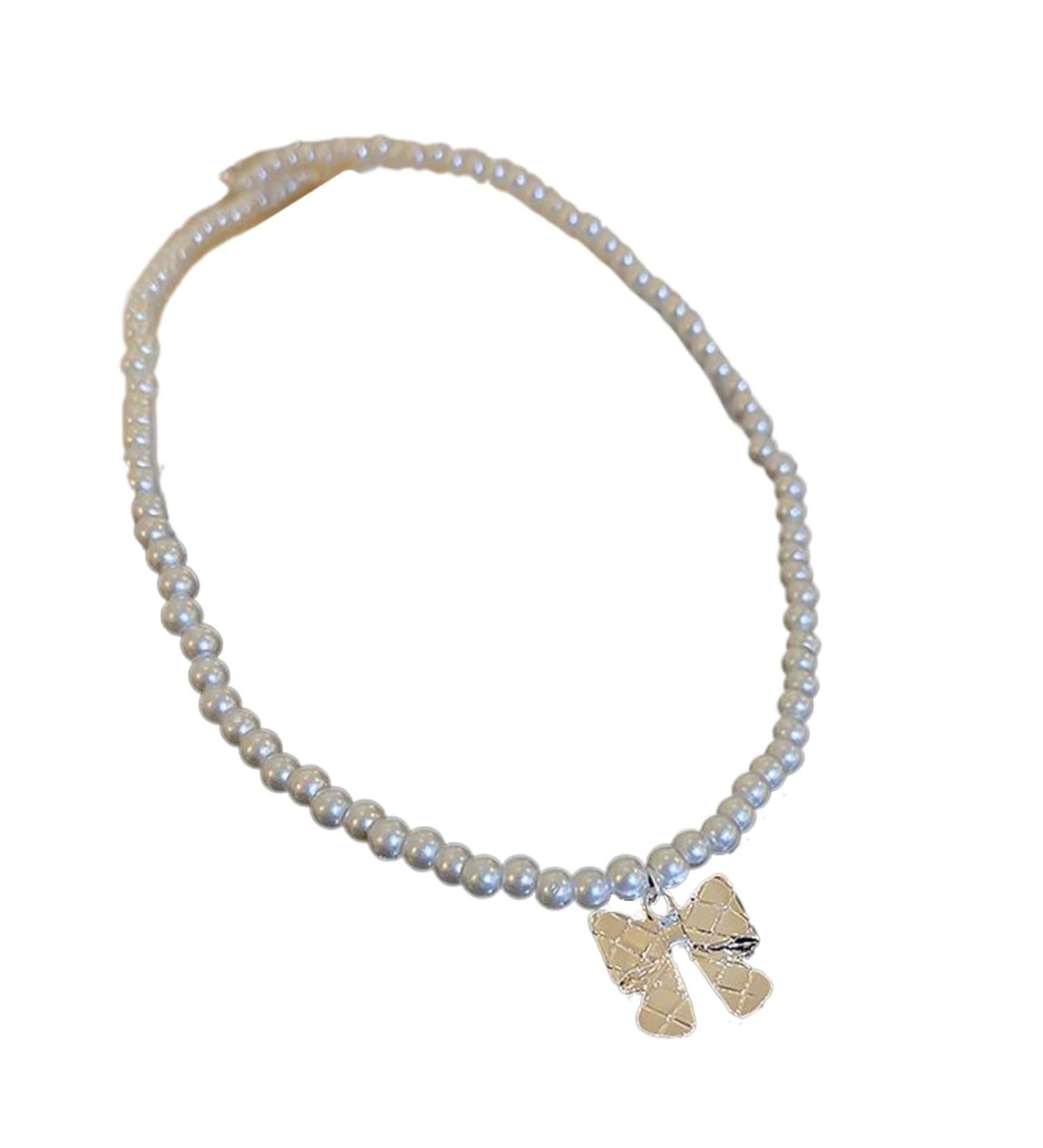 OralGos Elegant Pearl Bow Pendant Necklace for Women - Wedding & Party Jewelry - International Shipping Available - Buy Online on GoSupps.com