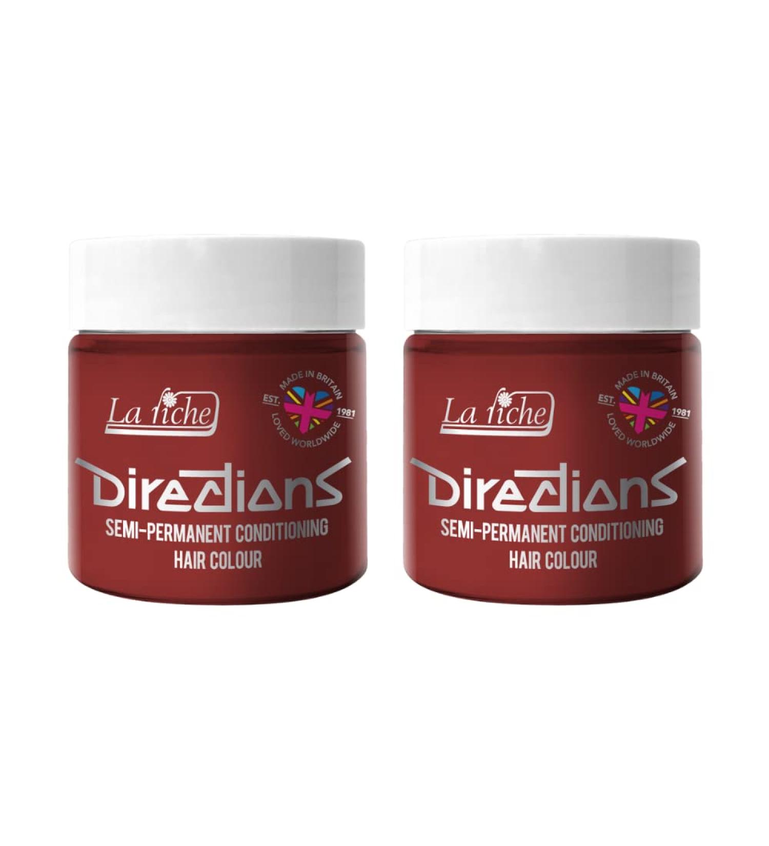 2x La Riche Directions Semi-Permanent Hair Color 100ml Tub - Pillarbox Red