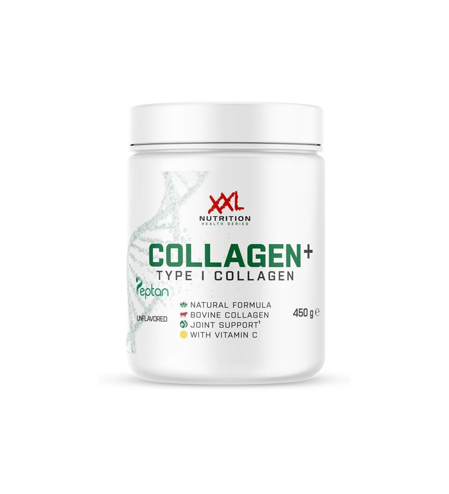 XXL Nutrition Collagen+ Type 1 Bovine Collagen Supplement with Vitamin C Type 1 Collagen Unflavored 450 Grams 30 doses