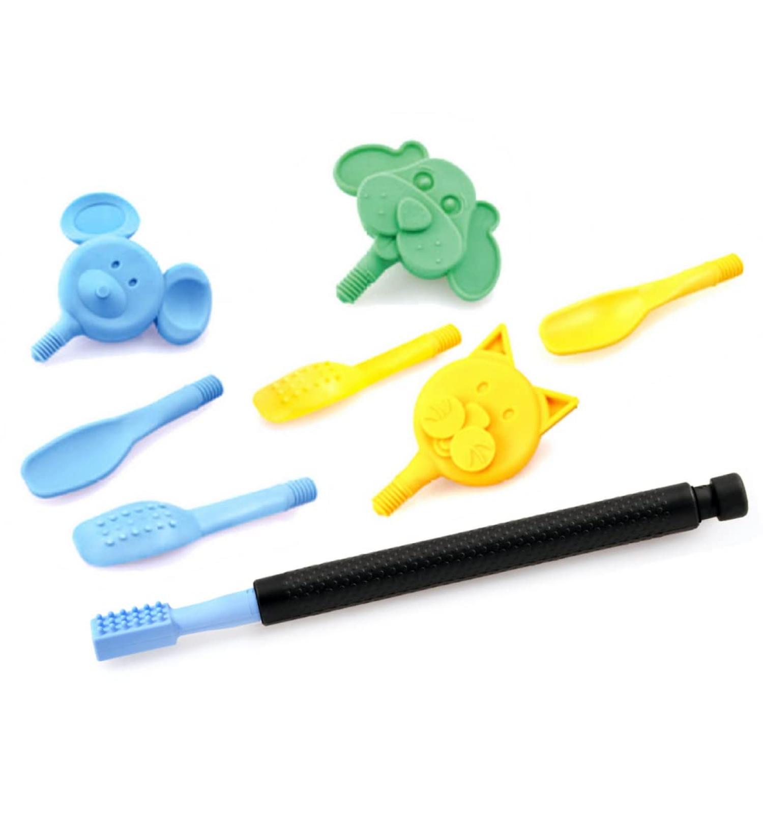 ARK Z-Vibe Vibrator Food Set with 8 Attachments - Oral Stimulator & Sensory Tool for Language Development (Black) - Buy Online on GoSupps.com