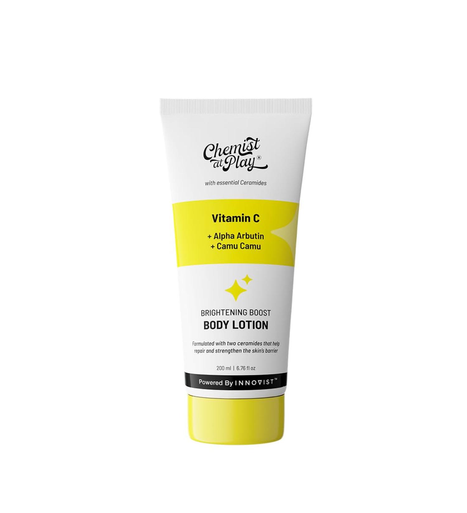 Chemist at Play Brightening Body Lotion with Ceramides | Alpha Arbutin Camu Camu & Vitamin C | All Skin Types | For Bright Moisturized & Glowing Skin | 200 ml - Buy Online on GoSupps.com
