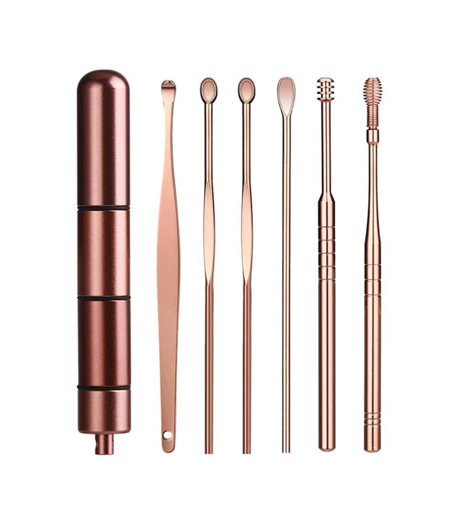 6 Pcs Stainless Steel Spiral Ear Pick Spoon Set - Ear Wax Removal Cleaner & Beauty Tools (Color D) - Buy Online on GoSupps.com