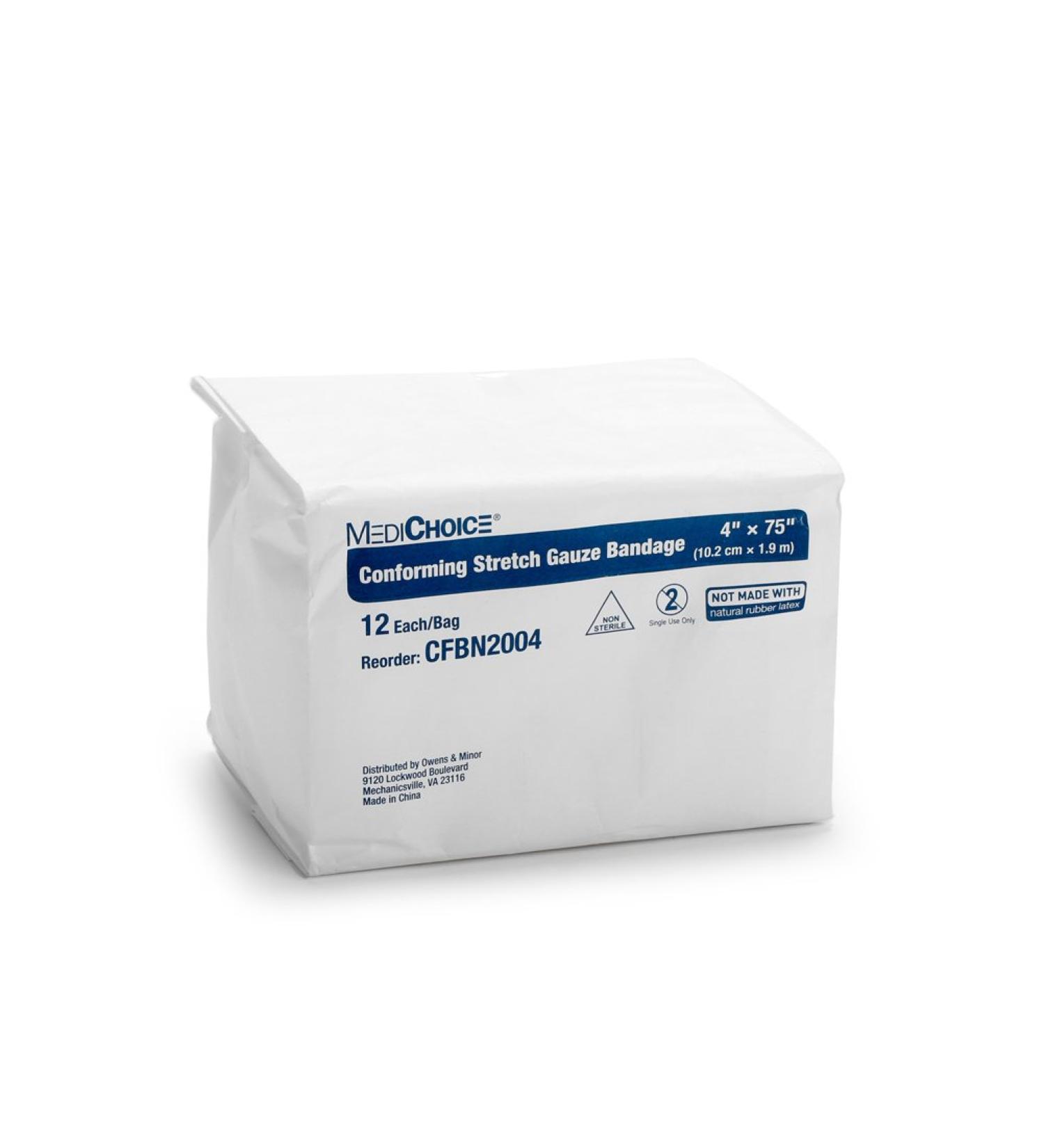MediChoice Conforming Stretch Bandage 4x75 Inch - Non-Sterile Single Use (Case of 96) | International Shipping Available - Buy Online on GoSupps.com