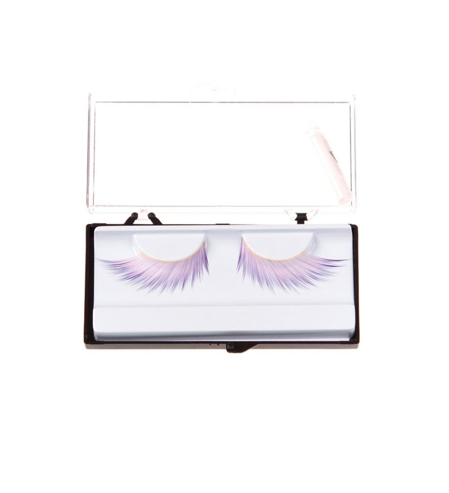Eulenspiegel 000779 - Artificial eyelashes white/purple 1 ml special eyelash glue instructions for carnival theme party