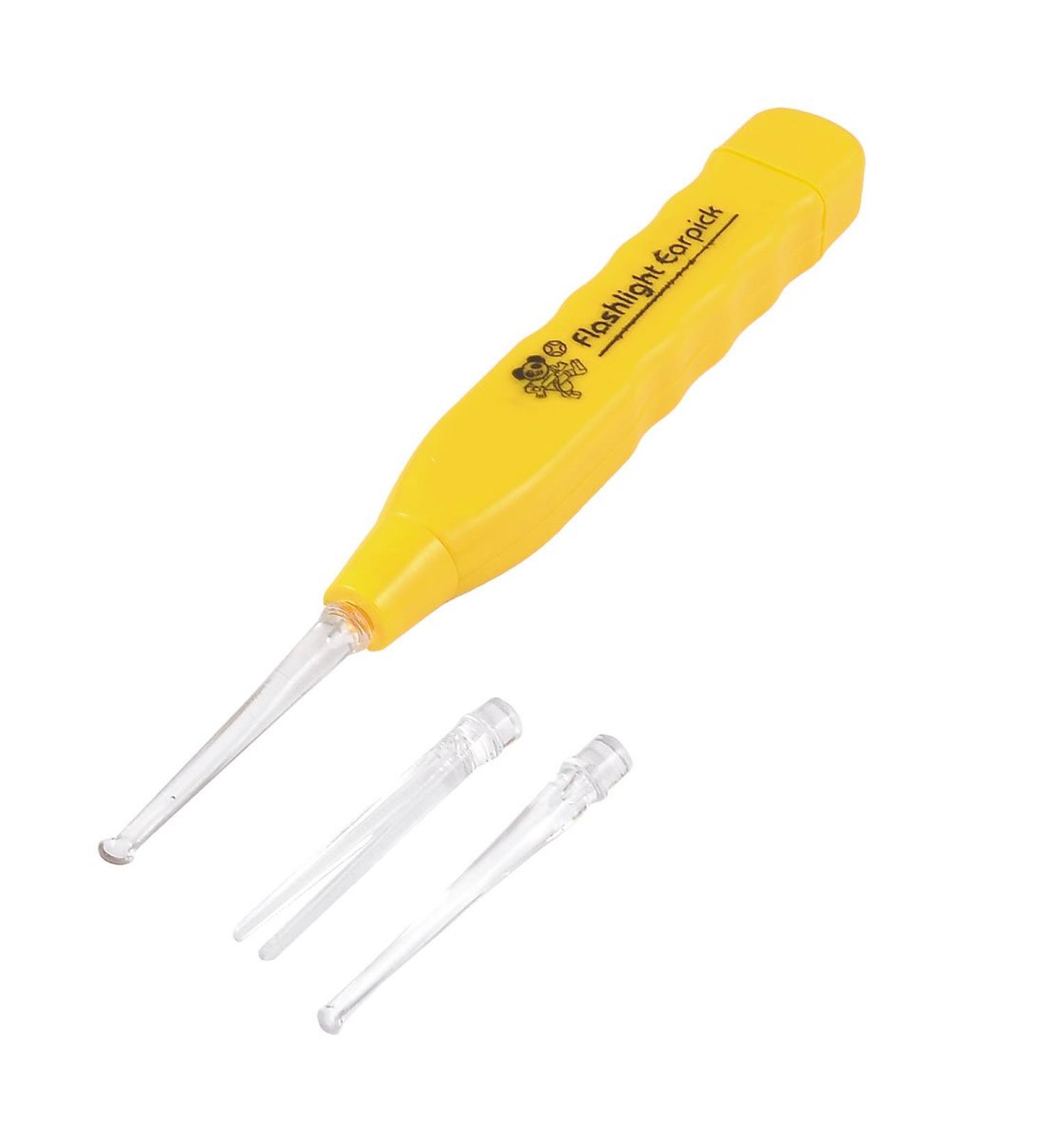 Qtqgoitem Orange Plastic Handle White LED Light Torch Earpick Ear Pick Wax Remover (Model: 3ee d00 668 b29 3d1)