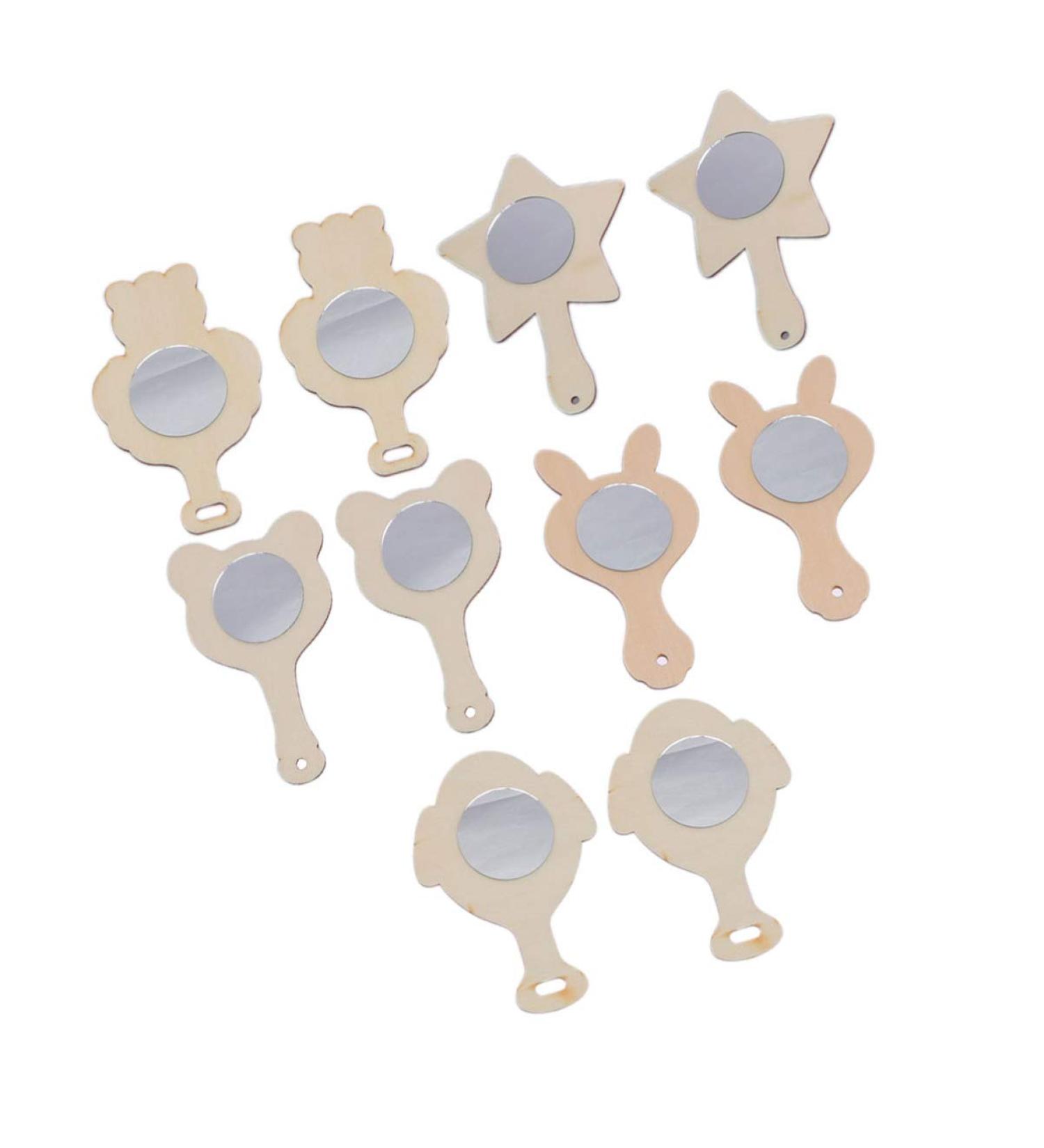 Beavorty 10pcs Crafts Mirrors Handheld Princess Mirror Toy Mini Painting Mirror Birthday Present Diy Wood Mini Mirror Late Handmade Toys Kids Puzzle Unbreakable Child Wooden - Buy Online on GoSupps.com