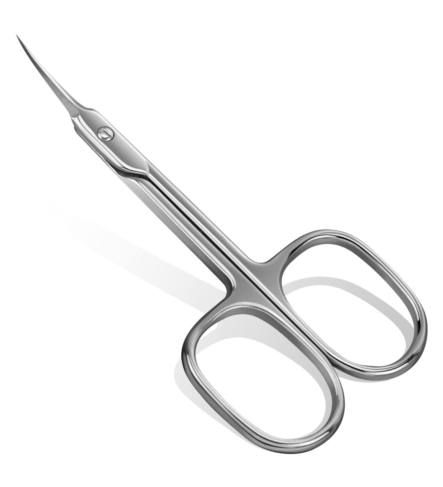 Stainless Steel Curved Tip Cuticle Scissors - Extra Fine, Super Sharp Beauty Cutter for Trimming Cuticles, Eyebrows, Eyelashes - Square Handle - 1pc - Buy Online on GoSupps.com