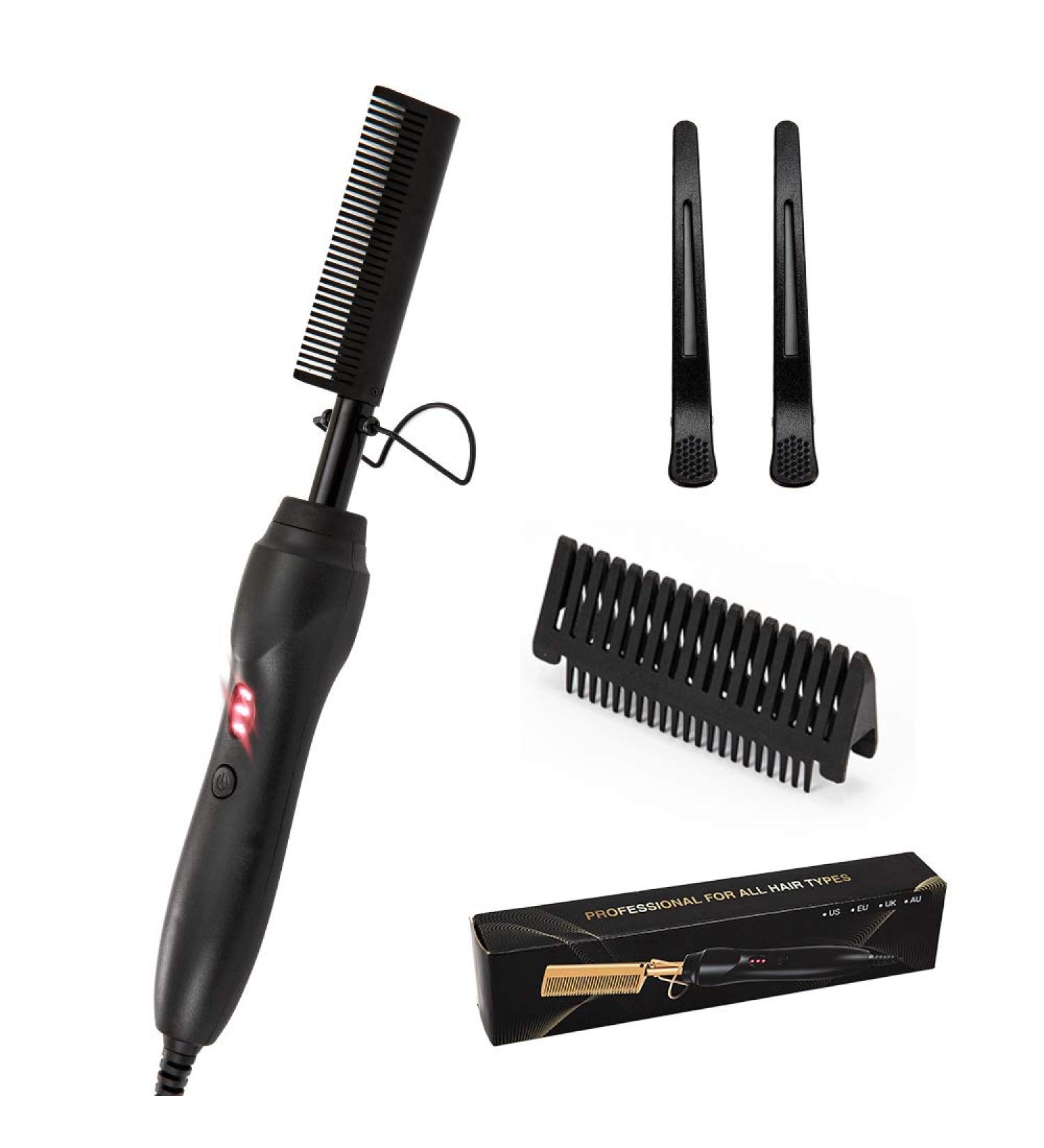 Multifunctional Hot Comb Hair Straightener for Black Hair - Electric Pressing Comb for Wigs - Copper Hot Iron Comb with Gifts Included - Buy Online on GoSupps.com