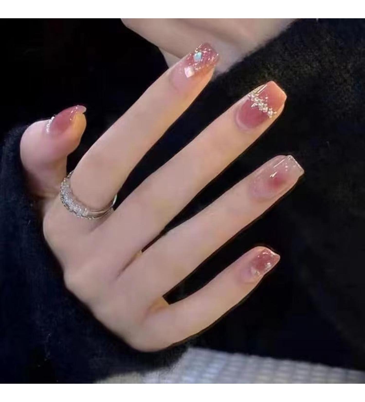 Temperament to Enhance The Nail Patch Hand-Made Custom-Made Nail Slightly Drunk Blush in The Square Nail wear Nail 2023 New Nail Patch Nail Patch (10-Piece Pack) (Size : S) Small - Buy Online on GoSupps.com