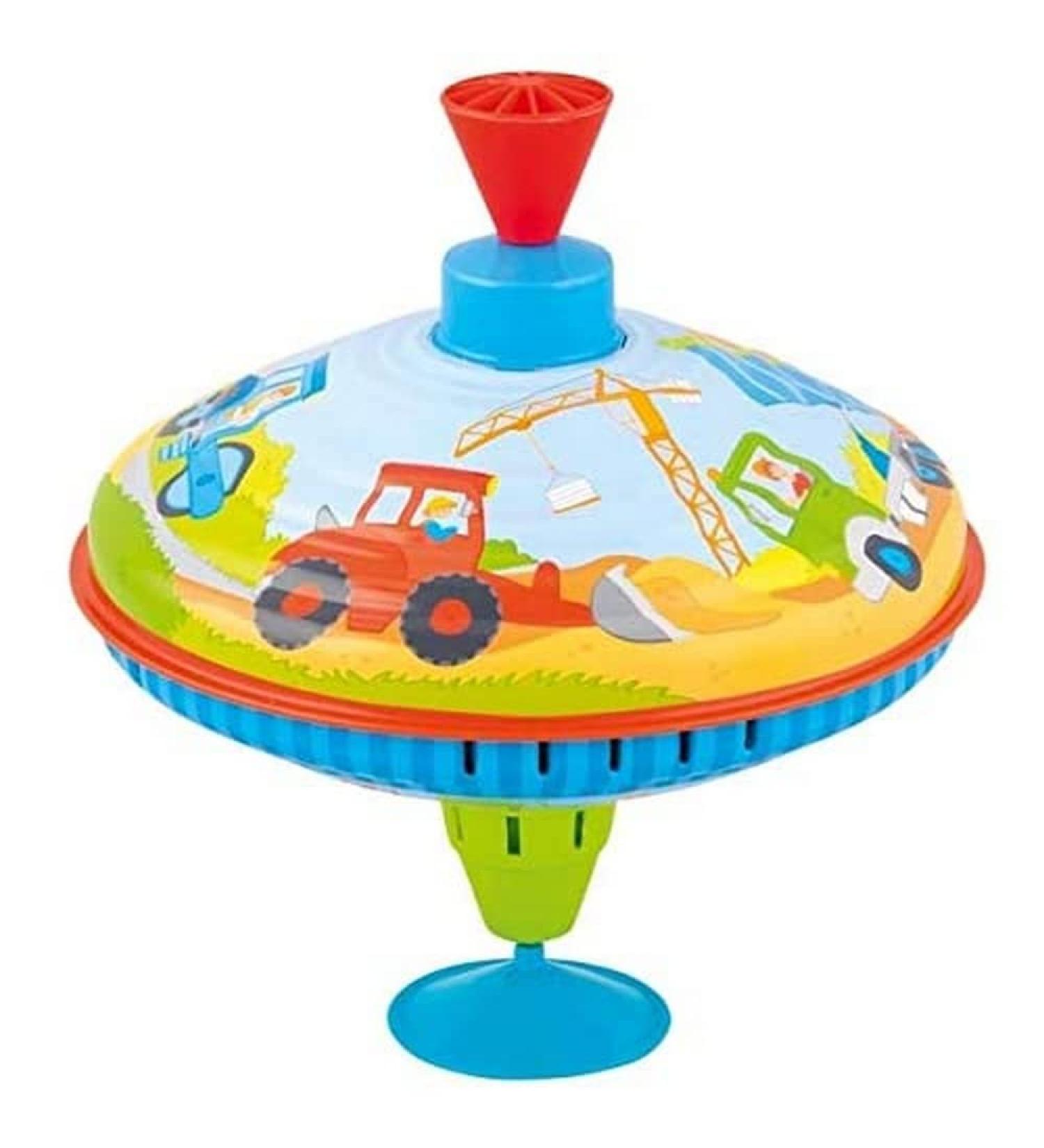 Goki 53811 humming top construction site made of metal with humming noises diameter 18.5 cm