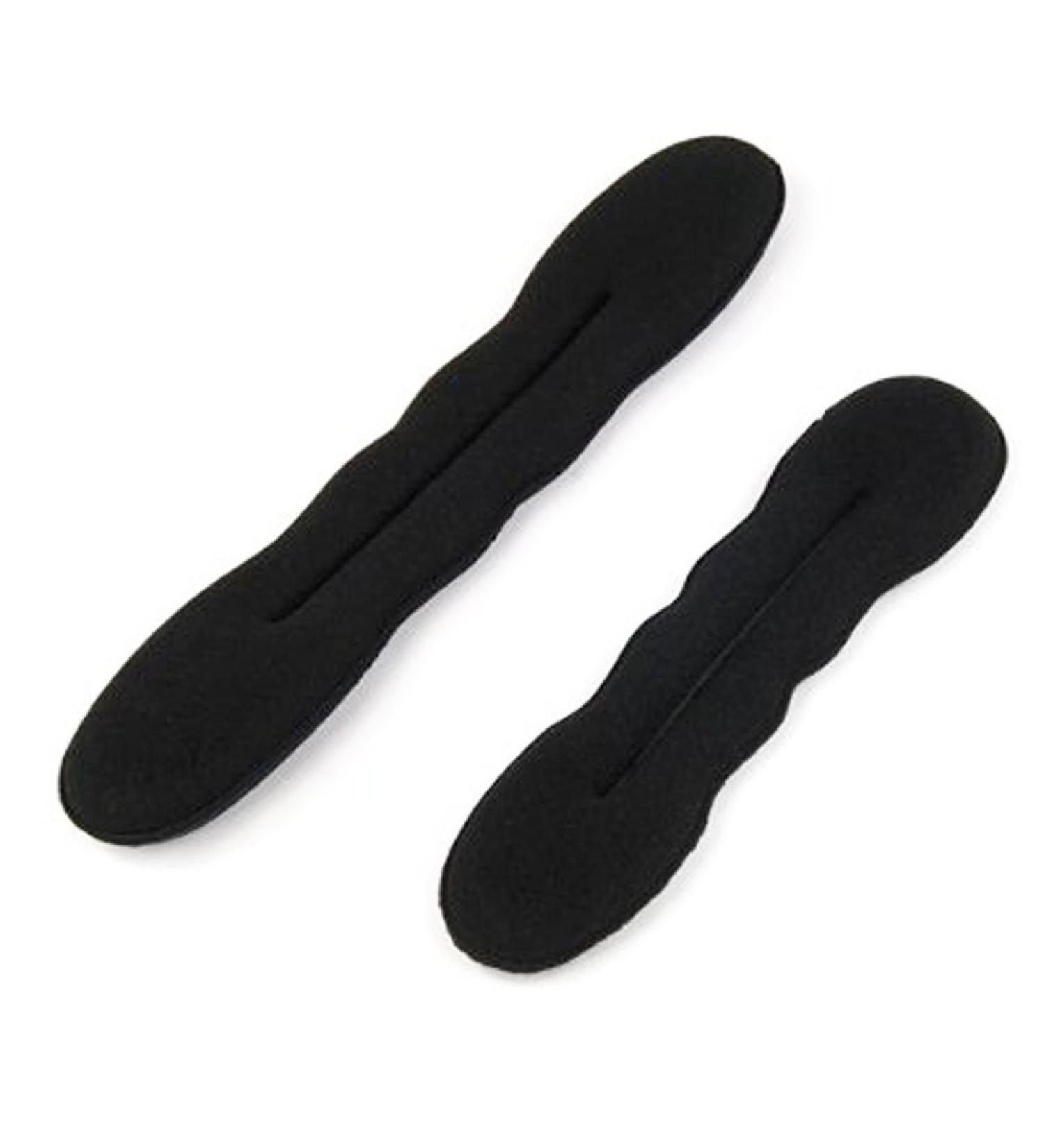 2st black magic foam sponge bun maker hair donut bun shaper ponytail twister high bun low bun upd hairstyle (1 tall and 1 small)