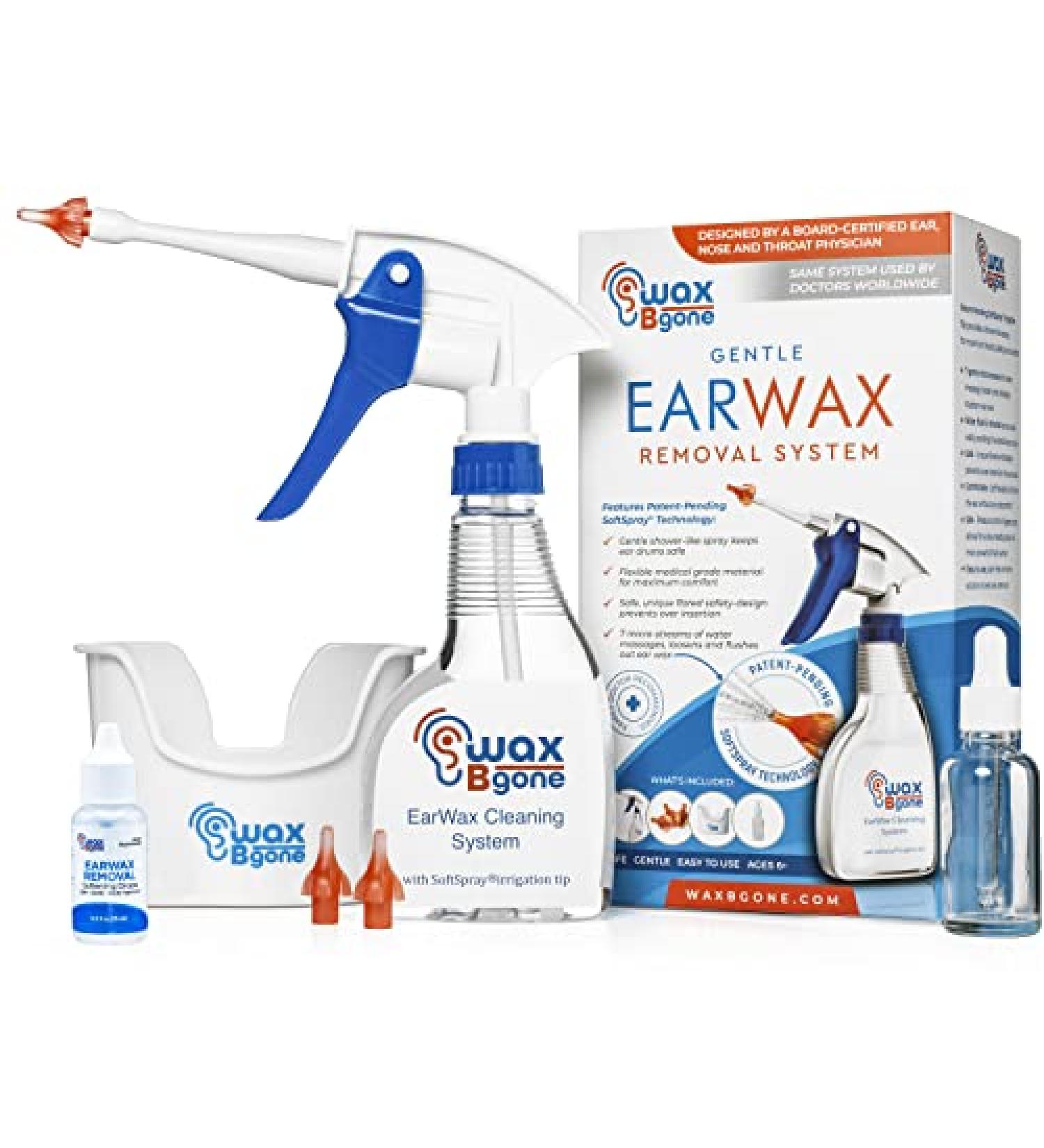 WaxBgone Ear Wax Removal Kit with SoftSpray Tips - Safe & Effective Earwax Removal for Adults & Kids - Includes Wax Softening Drops - 3 Count - Buy Online on GoSupps.com