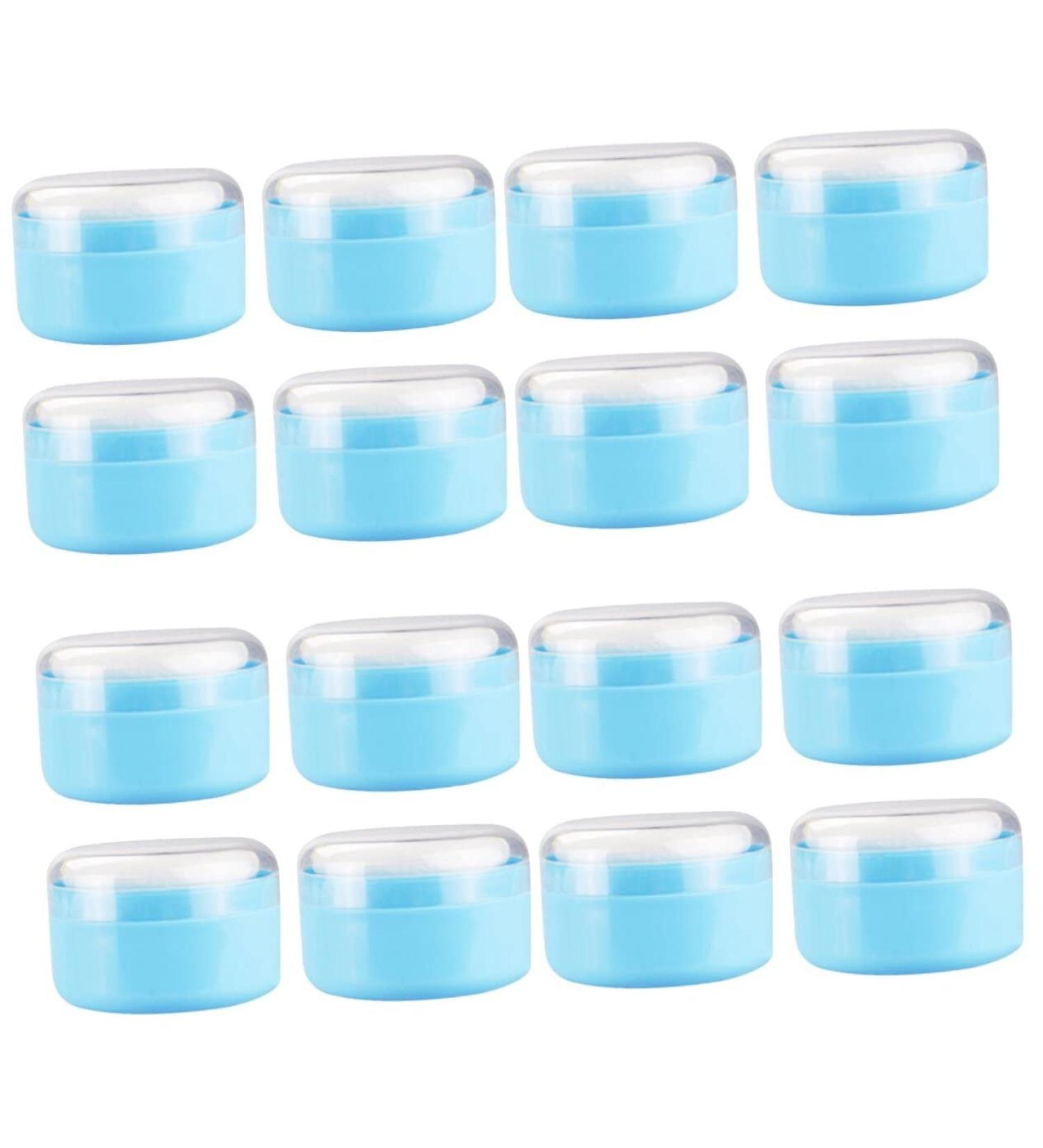 GAFOKI Baby Powder Puff Box - 16 Pcs Blue Plastic Makeup Powder Puff Travel Container - Foundation Dispenser for Baby and Child Body - Buy Online on GoSupps.com