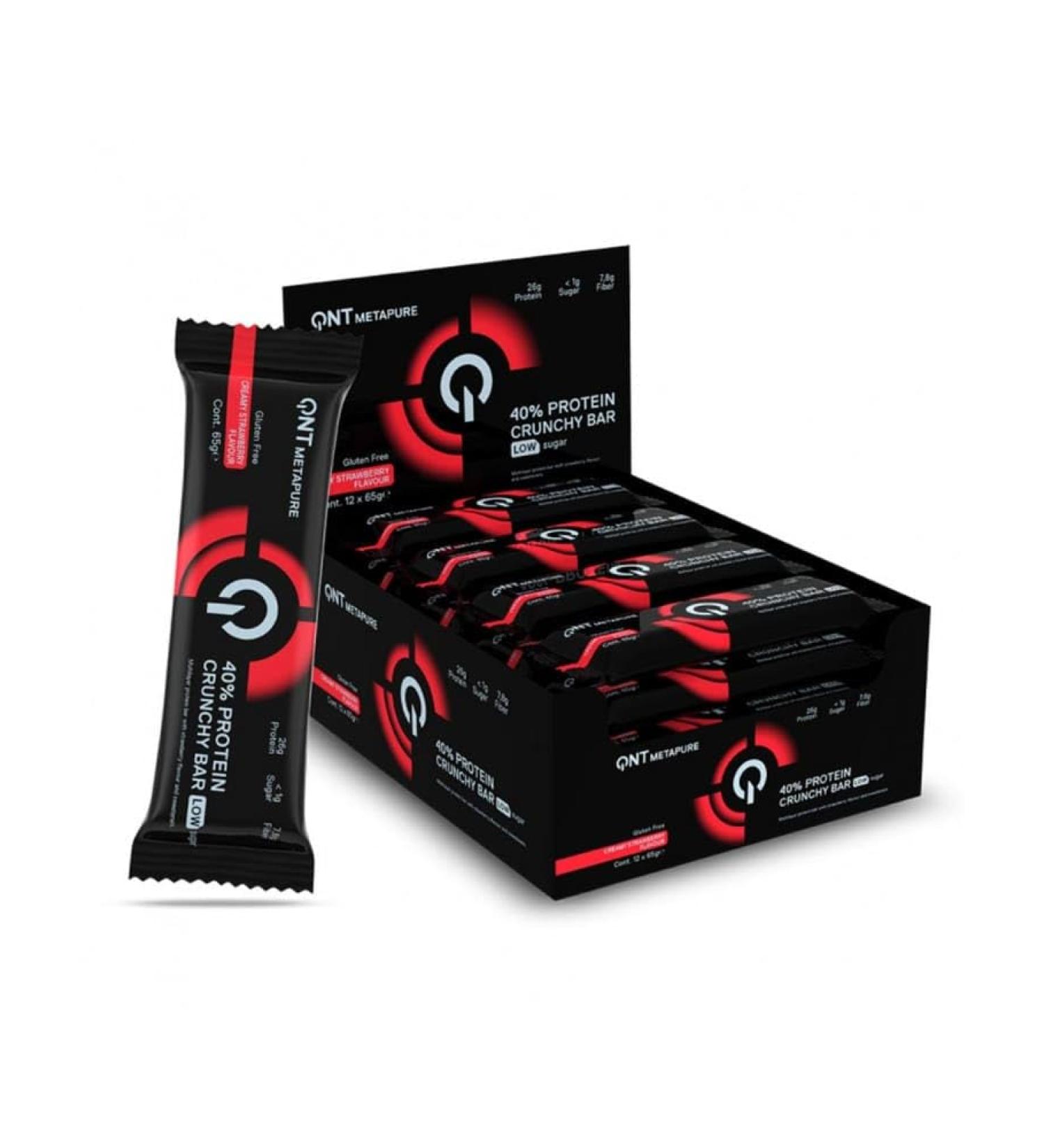 QNT Metapure 40% Protein Crunchy Bar (12x65g) Creamy Strawberry
