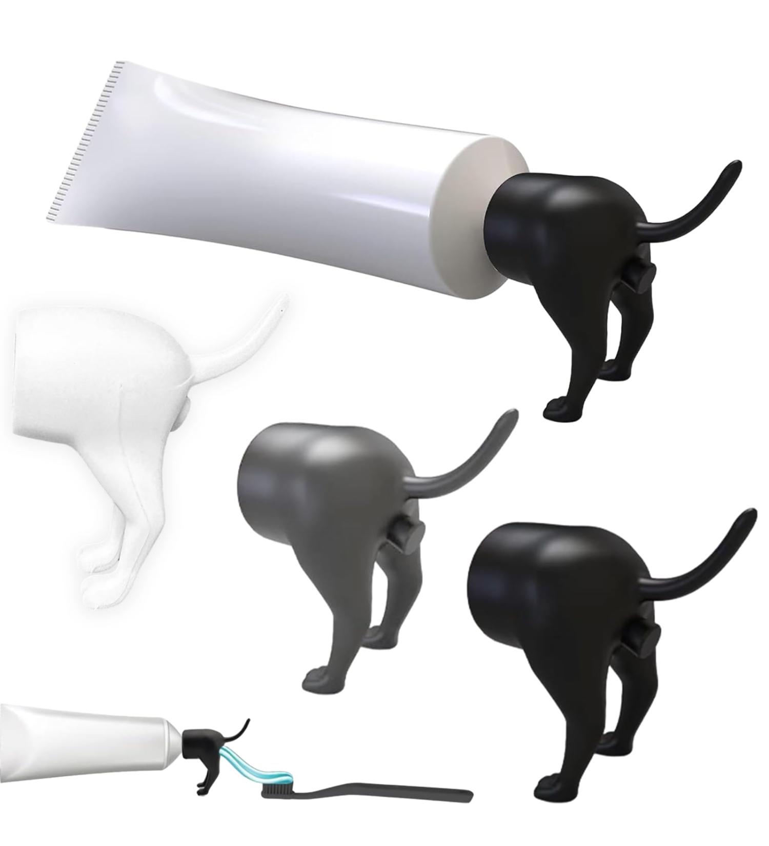 3-Part Dog Butt Toothpaste Topper - Funny Gift for Pet Lovers & Friends | Unique Squeeze Toy for Hilarious Doggie Fun - Buy Online on GoSupps.com
