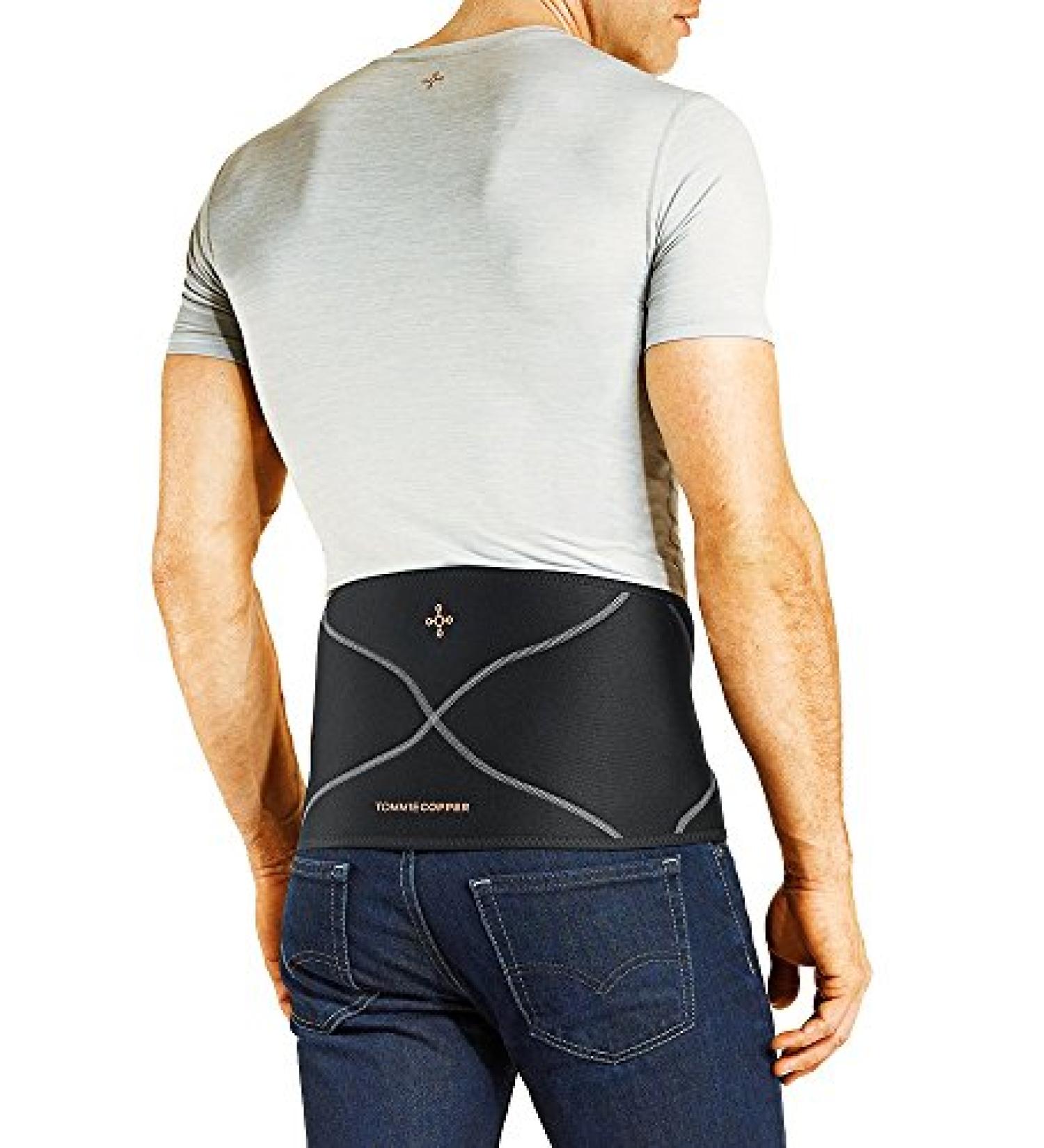 Tommie Copper Men s Comfort Back Brace Sweat Wicking Breathable Back & Muscle Compression Support for Everyday Large/X-Large Black