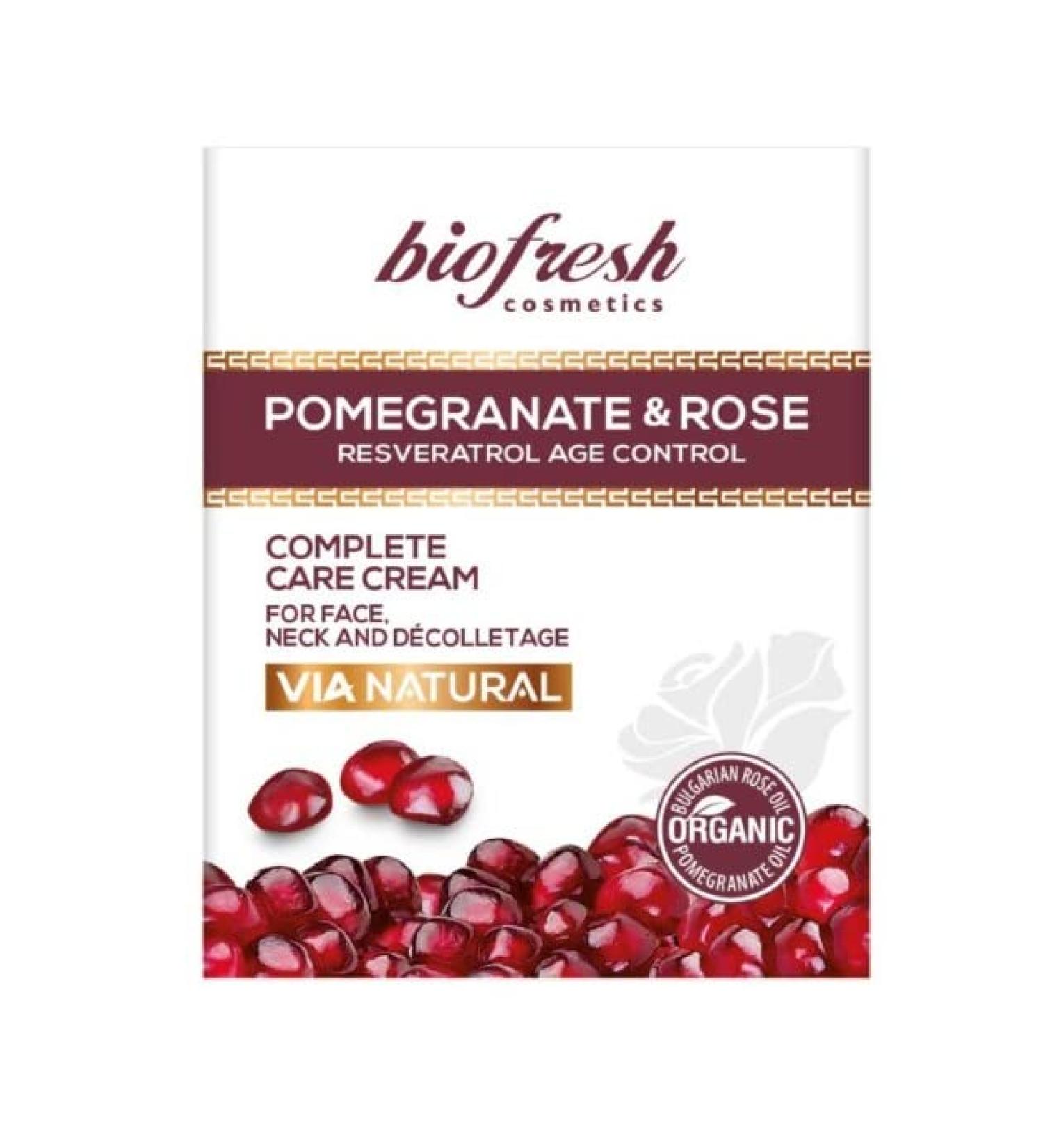 Biofresh cosmetics Via Natural face, neck and décolleté care cream with pomegranate and rose oil, resveratrol, anti-aging 200ml