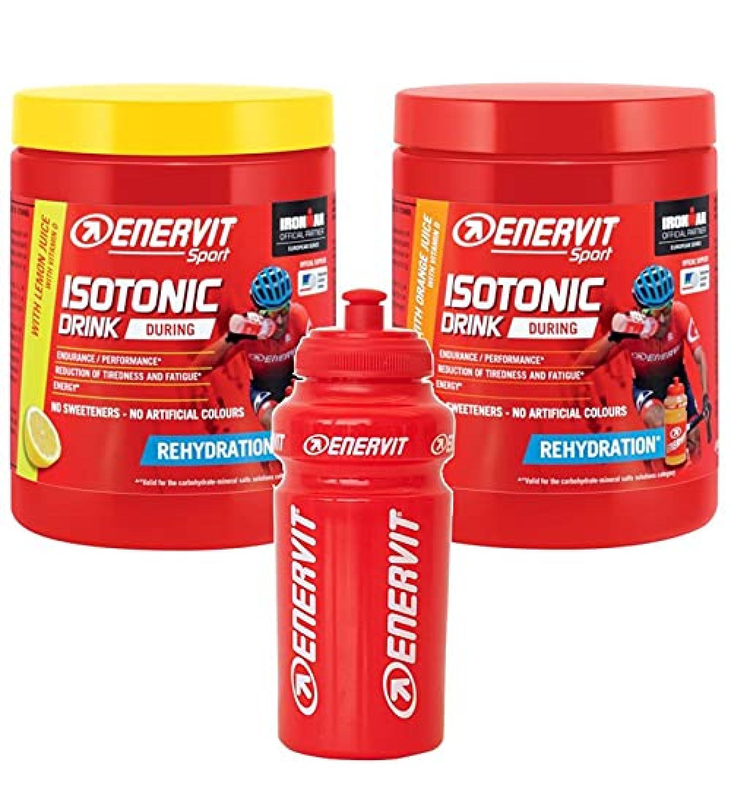 ENERVIT Enervit Sport Isotonic Drink During | 1 x Orange Flavor 420 g + 1 x Lemon Flavor 420 g | Free Water Bottle**G