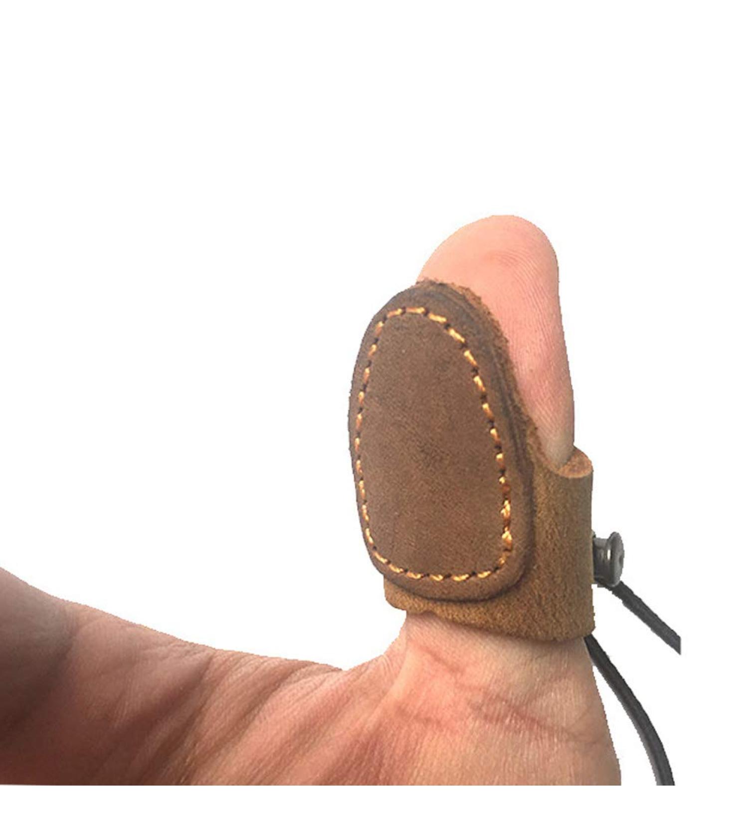 Soft Leather Thumb Ring Archery Finger Protector for Traditional Bow - Brown - Buy Online on GoSupps.com