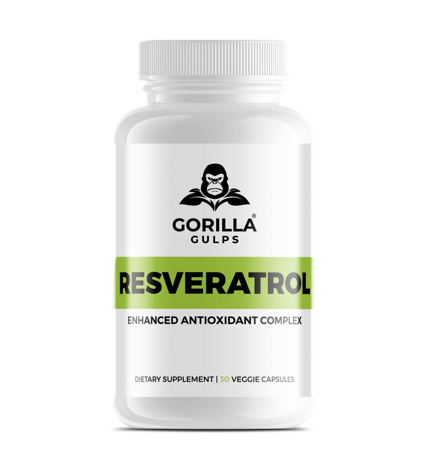 Gorilla Gulps Organic Resveratrol Supplement 600mg 30 Count