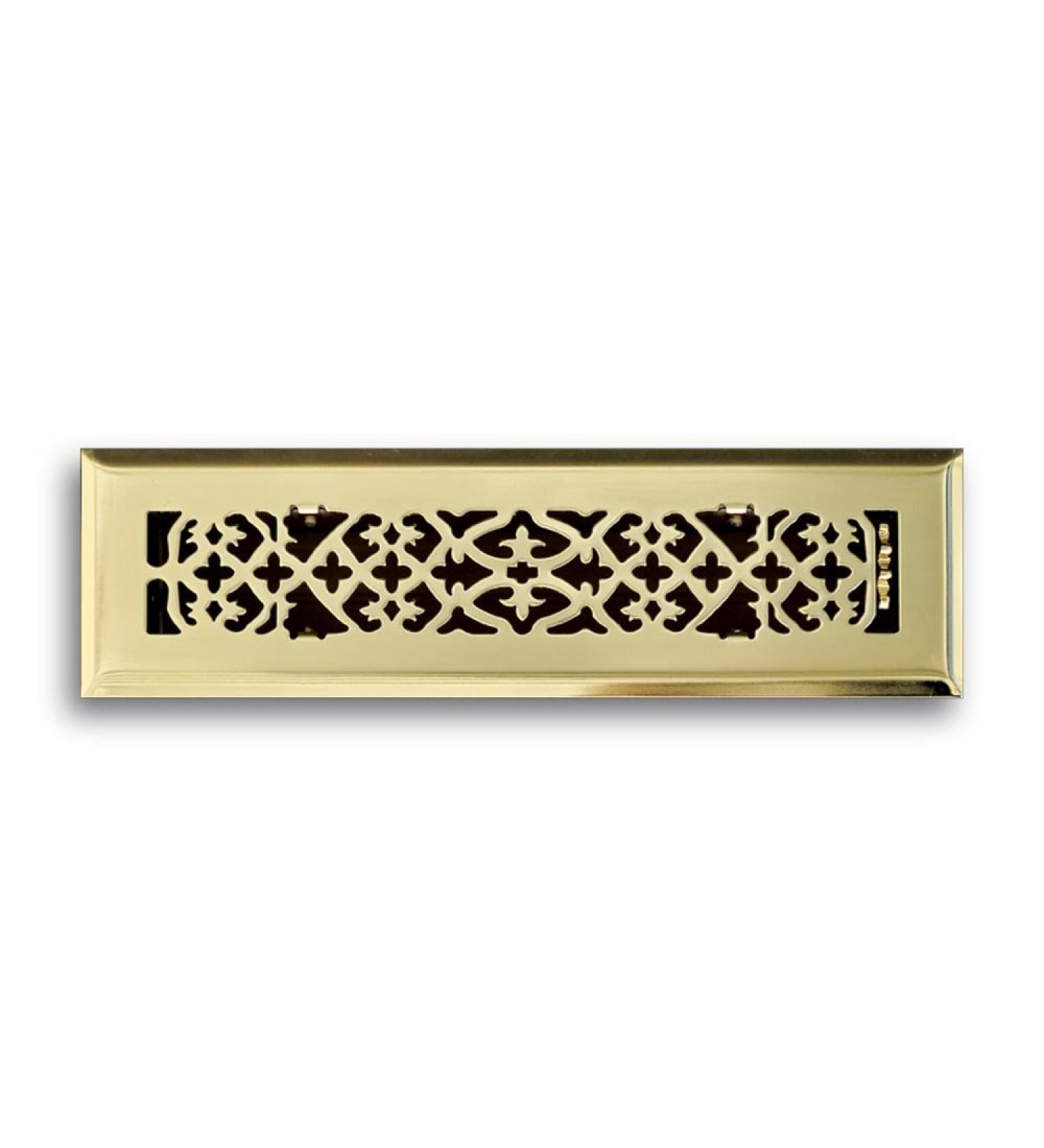 Truaire C164-OPB 02X12(Duct Opening Measurements) Decorative Floor Grille 2-Inch by 12-Inch Ornamental Scroll Floor Diffuser Polished Brass Finish