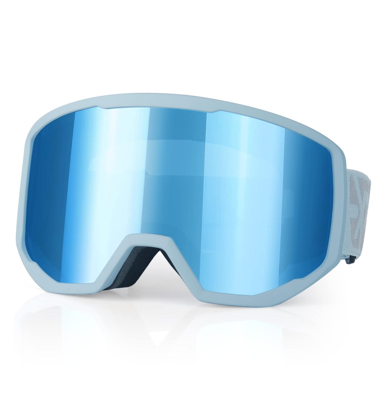 Exp Vision Ski Goggles for Men & Women - OTG Snowboard Glasses with 100% UV Protection | Anti-Nebula Ice Blue - Buy Online on GoSupps.com