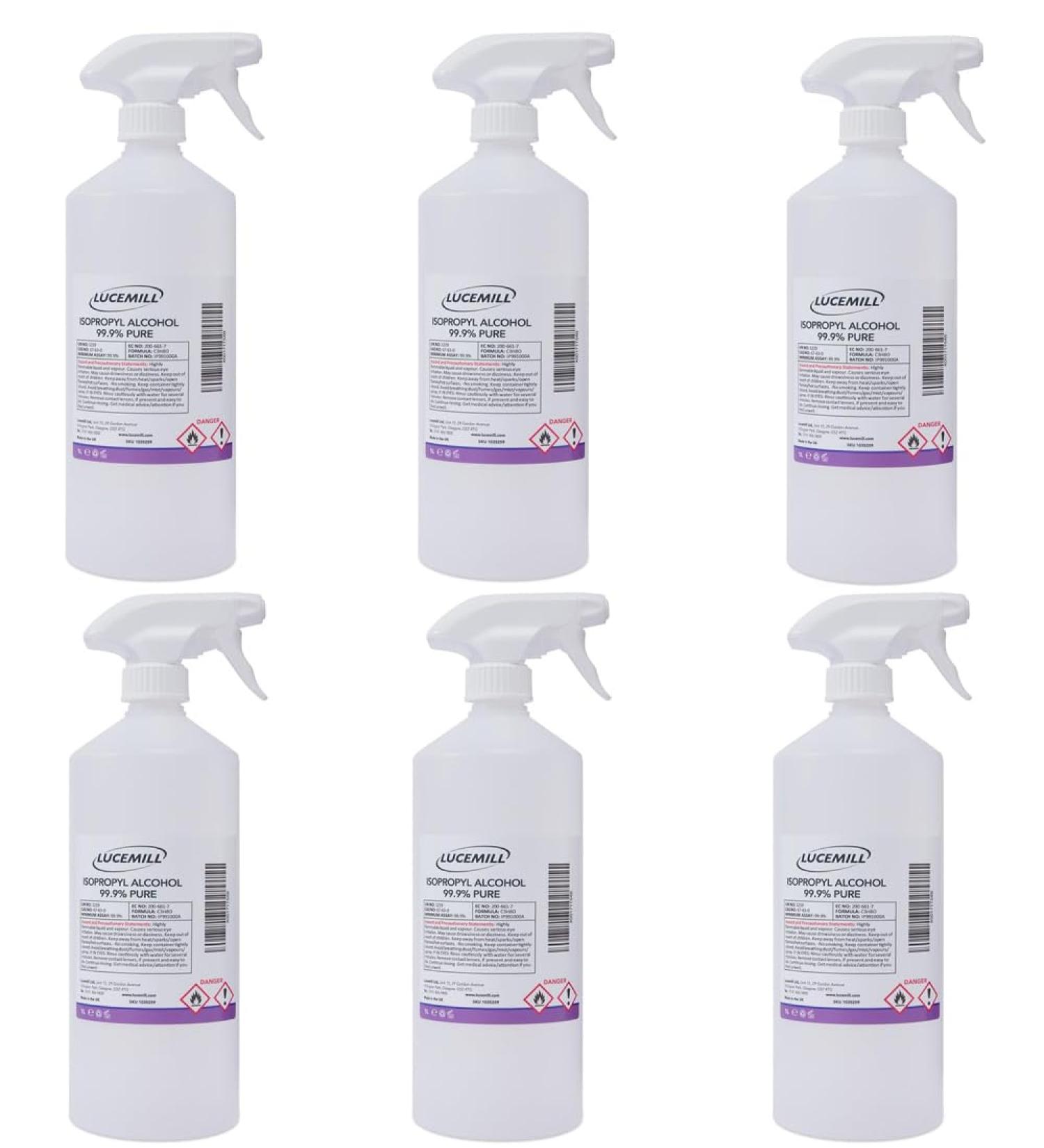 (6 Pack) of 1000ml Isopropyl Alcohol 99.9% Pure IPA Trigger Spray Bottles 6 x 1000ml - Buy Online on GoSupps.com