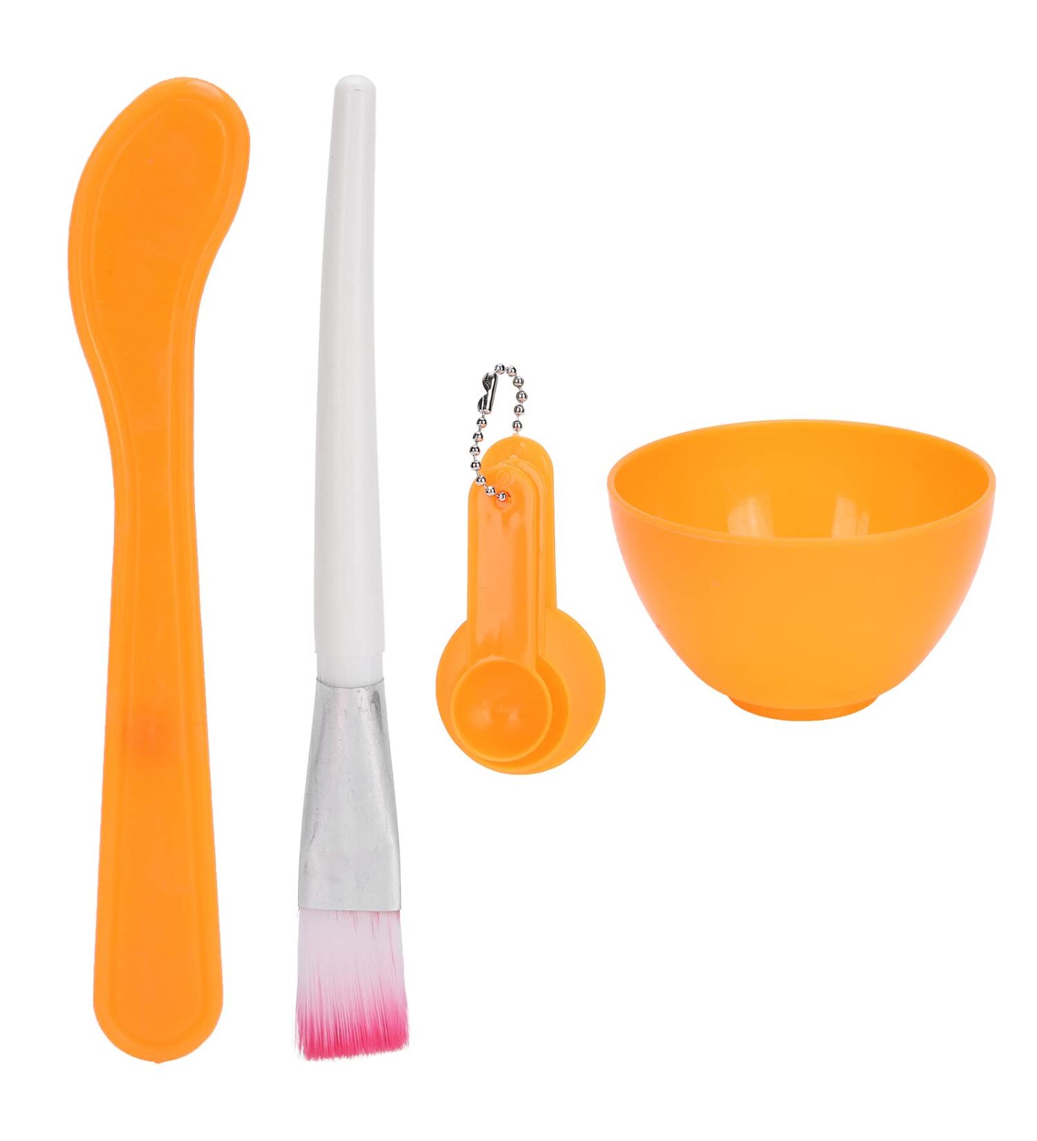 DIY Face Mask Mixing Bowl Kit Mask Brush Set Silicone with Face Mask Brush Brush Face Care Bowl Measurement Spoon Kit (Orange) - Buy Online on GoSupps.com