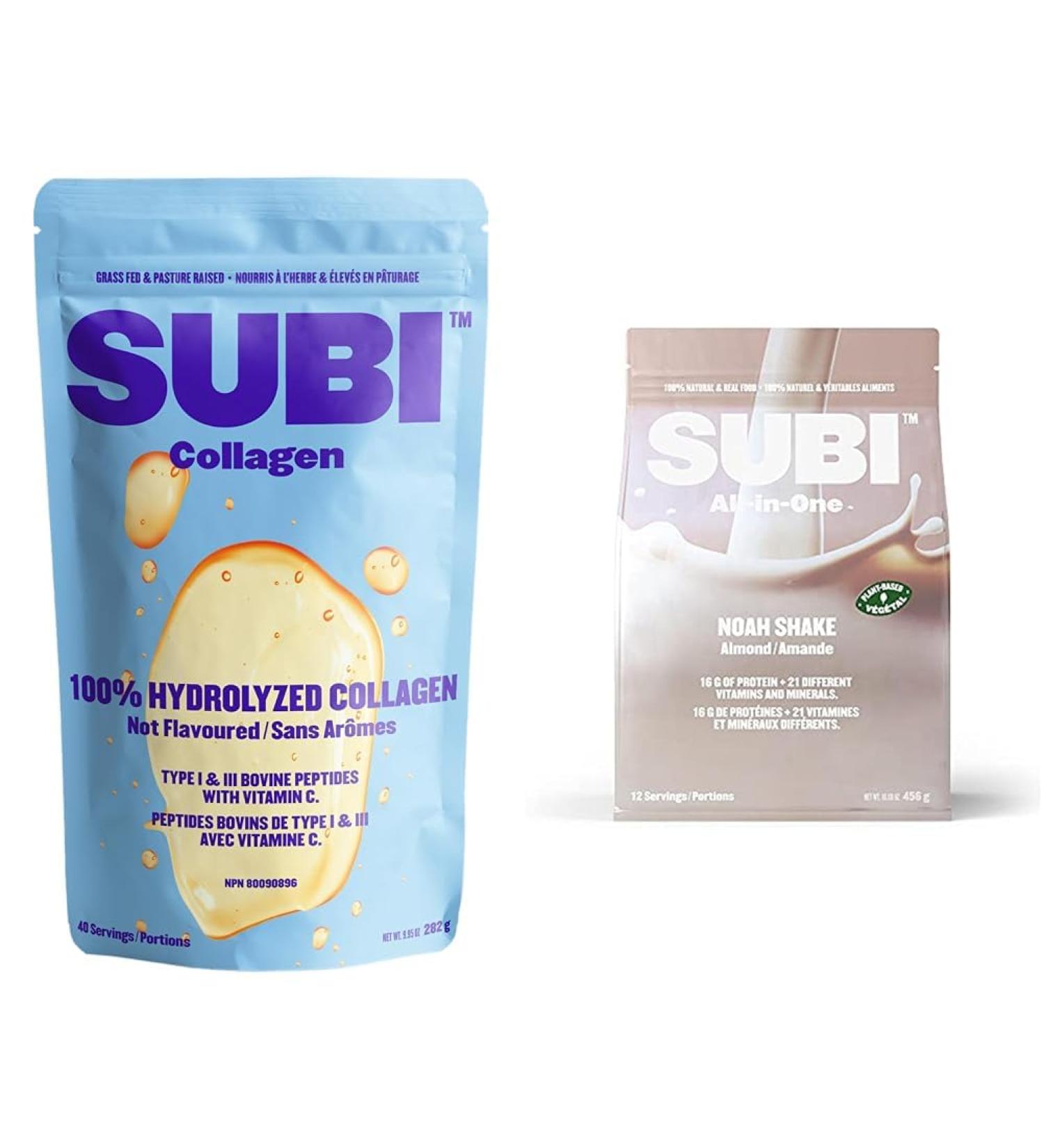 SUBI Hydrolyzed Bovine Collagen - For Healthy Hair Skin Nails Joints & NOAH All-in-One Plant Based ALMOND Flavour BELGIUM Pea Source (HEAVY METAL FREE) - Buy Online on GoSupps.com