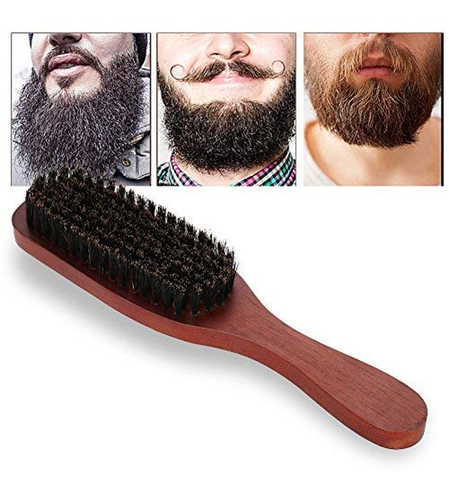 Premium Latrate Natural Hair Beard Brush - Professional Wood Grip Shaving & Mustache Tool for Men | Ideal for Salons & Home Use - Buy Online on GoSupps.com