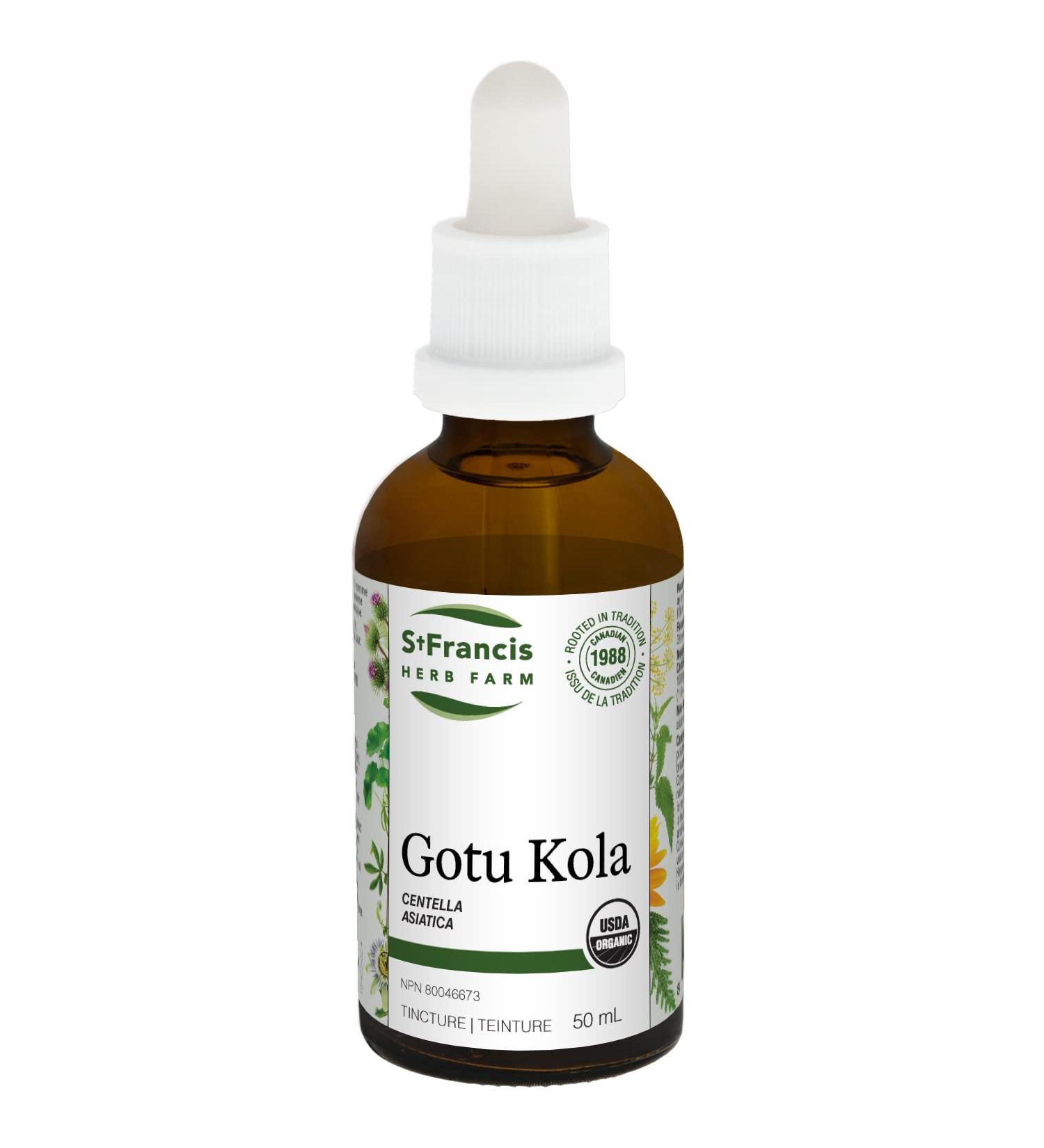 St Francis Herb Farm Gotu Kola Organic Herbal Tincture Extract | Used in Herbal Medicine as a calmative for restlessness and nervousness and also as a tonic for the mind and to improve memory (50 ml)