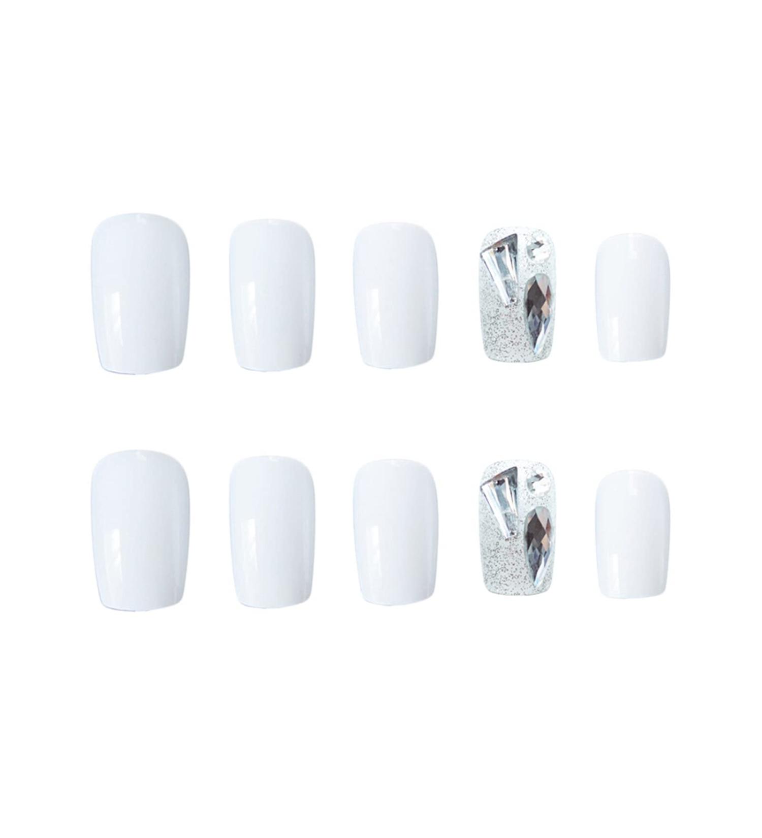 Chtom silver simple drill fake tabs with a nail sticker 1 tablet sticker 24 pieces american nail stickers