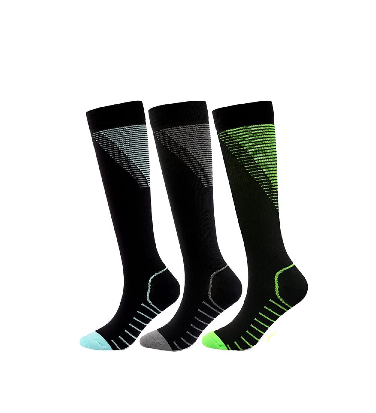 Jilibaba Compression Socks for Men & Women | Striped Knee High Sports Socks for Running Fitness & Travel - Buy Online on GoSupps.com