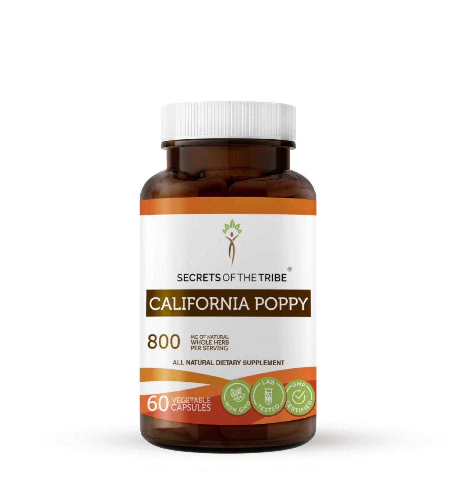 California Poppy 800mg 60 Capsules - Eschscholzia Californica Dried Herb & Flower 60ct - Buy Online on GoSupps.com