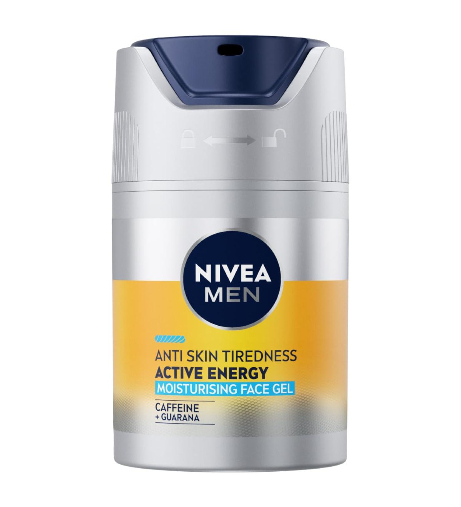 Beiersdorf NIVEA MEN Active Energy Wakeup Facial Gel Moisturizer Dry skin With caffeine Moisturizing and firming Cream 50 ml