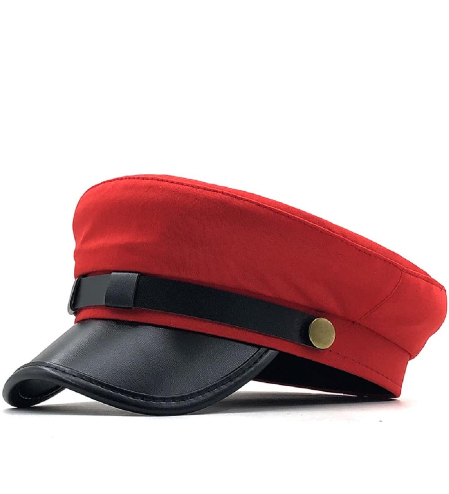 Women's Classic Yacht Captain Sailor Hat Beret Cap (S-M) in Red - Trendy Nautical Style - Buy Online on GoSupps.com