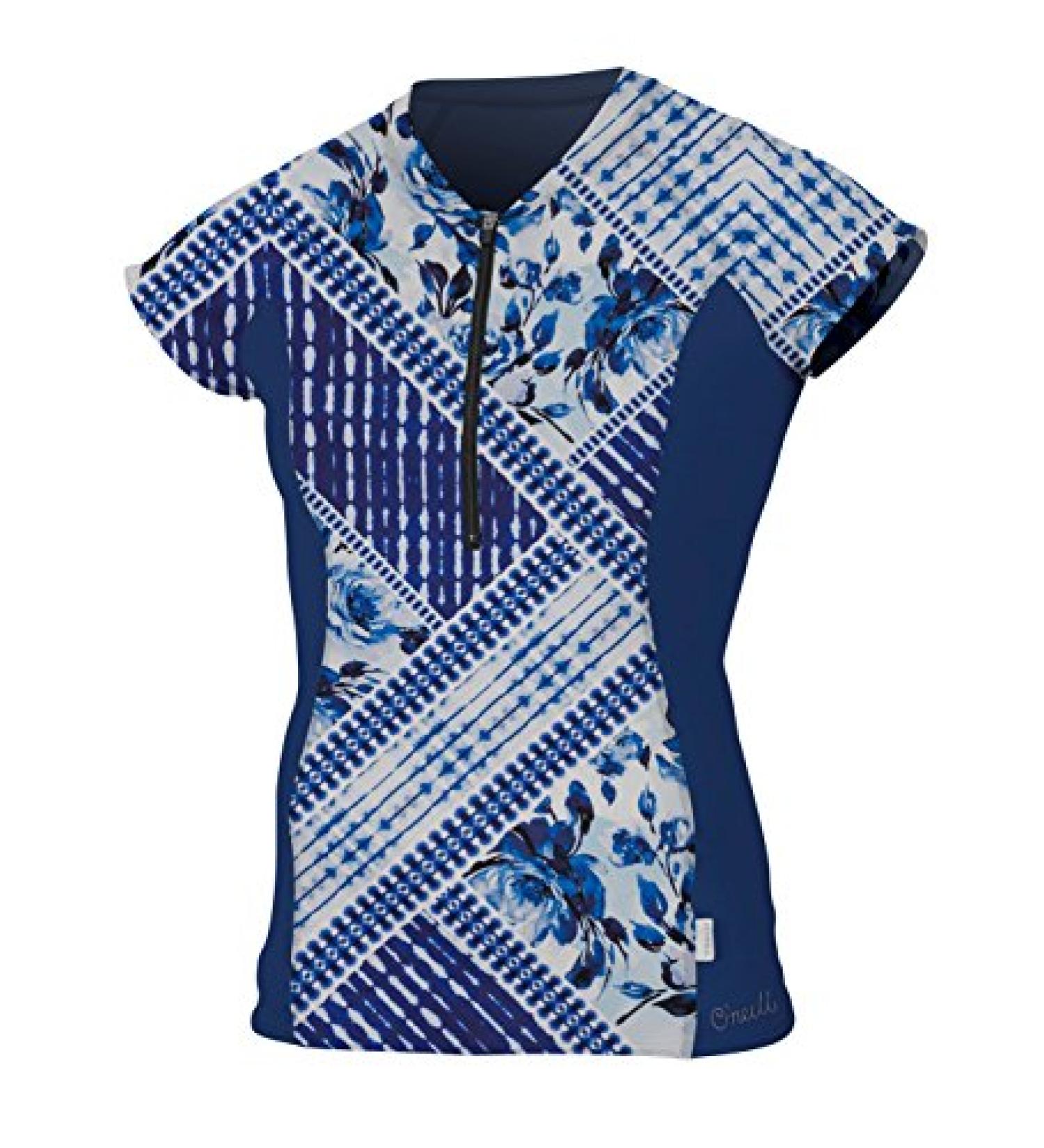 O'Neill Women's Cap Sleeve Sun Shirt - Front Zip Small Indigo Patch/Navy (5057s) - Buy Online on GoSupps.com
