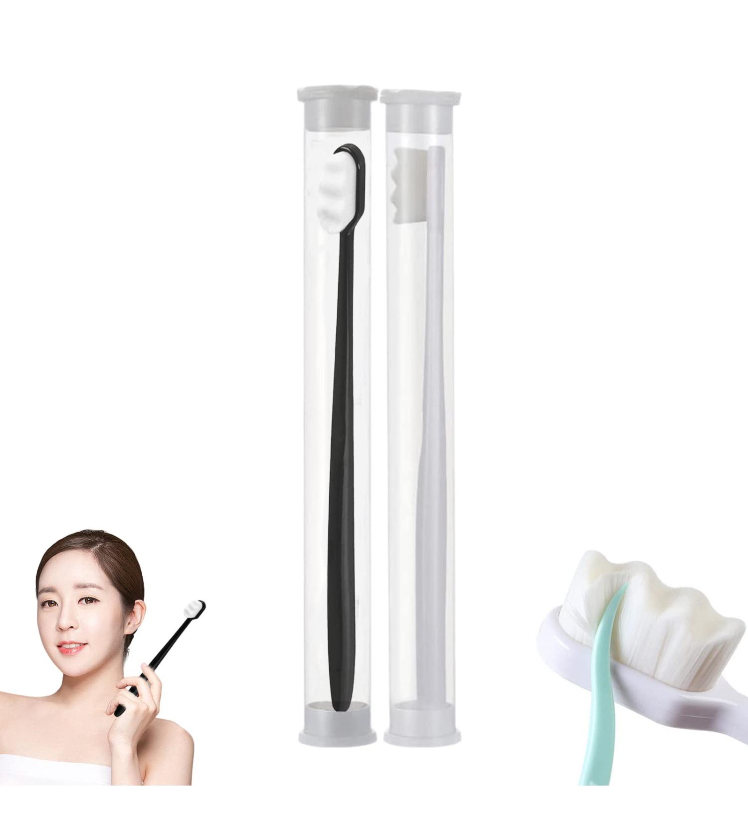 Diameleo BREVI Toothbrush: Nordic-Inspired Premium Nano Toothbrush with 20000 Soft Bristles for Sensitive Gums - White+Black - Buy Online on GoSupps.com