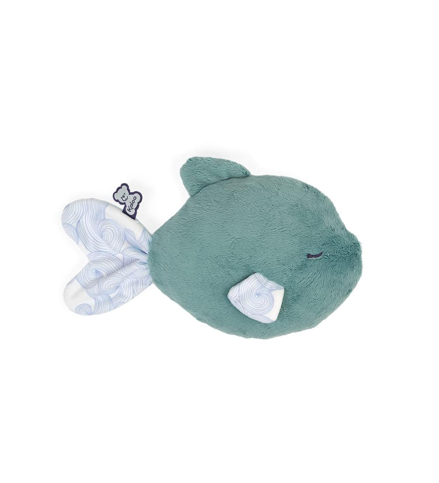 Kaloo Petit Calme Green Fish Plush Toy - 25cm Soothing Heat Cushion for Babies | Soft Removable Cover | Ideal from Birth - Buy Online on GoSupps.com