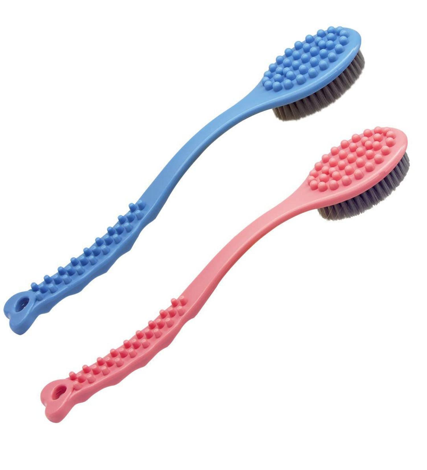 QiCheng&LYS Long Wooden Handle Body Brush for Easy Back Cleaning - 14in - Blue and Pink - Buy Online on GoSupps.com