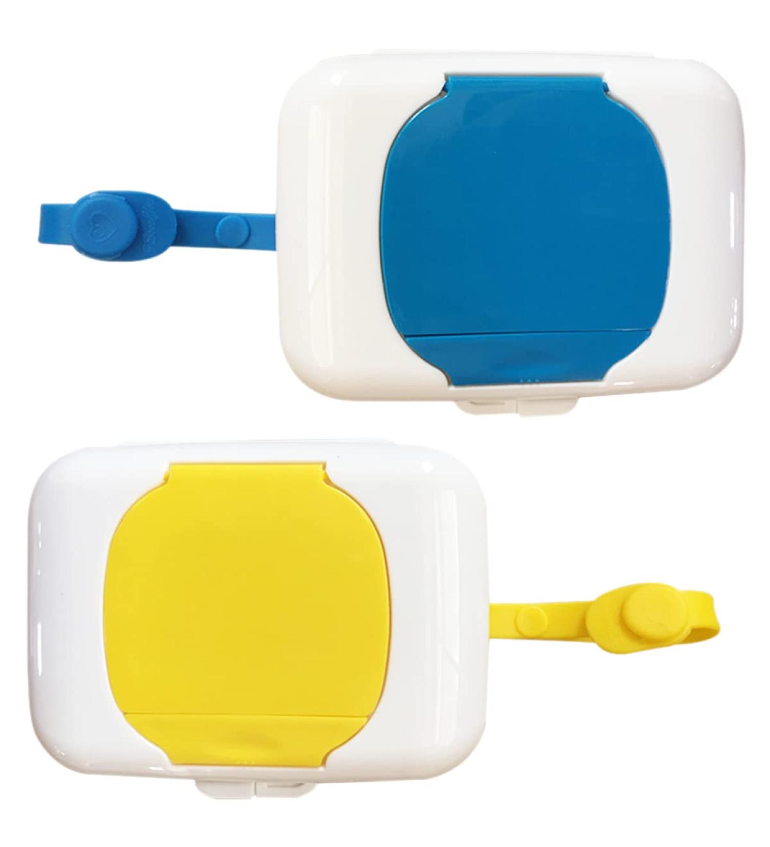 TAIZER Portable Wet Tissue Dispenser Box 2Pcs - Baby Child Travel Stroller Pram Reusable Silicone Wipes Holder - Buy Online on GoSupps.com