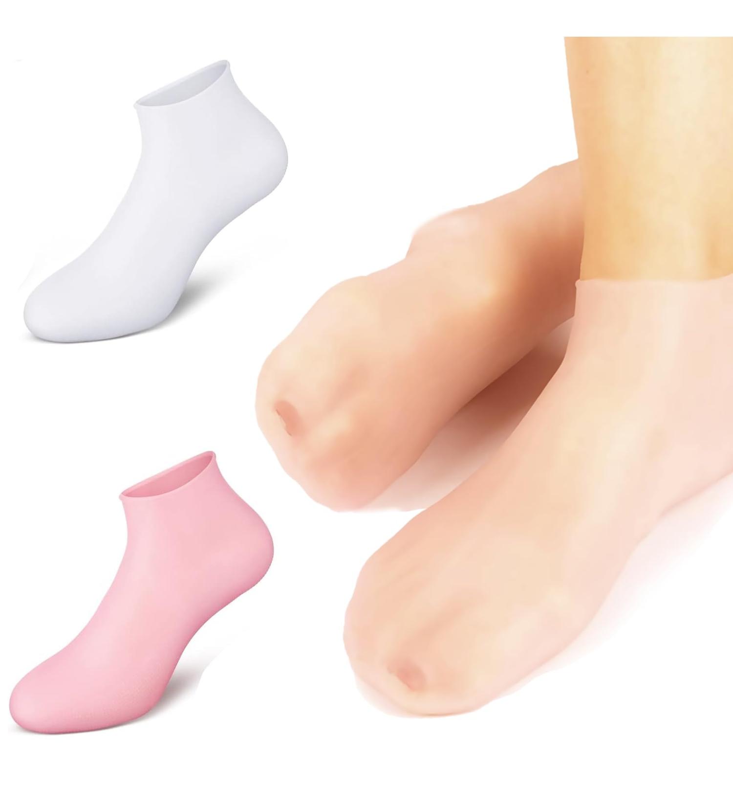 Xumann 3 Pairs Thickened Silicone Socks for Women Foot Spa Moisturising Socks for Cracked Feet Pedicure Silicone Socks for Repairing Dry Feet Heel - Buy Online on GoSupps.com